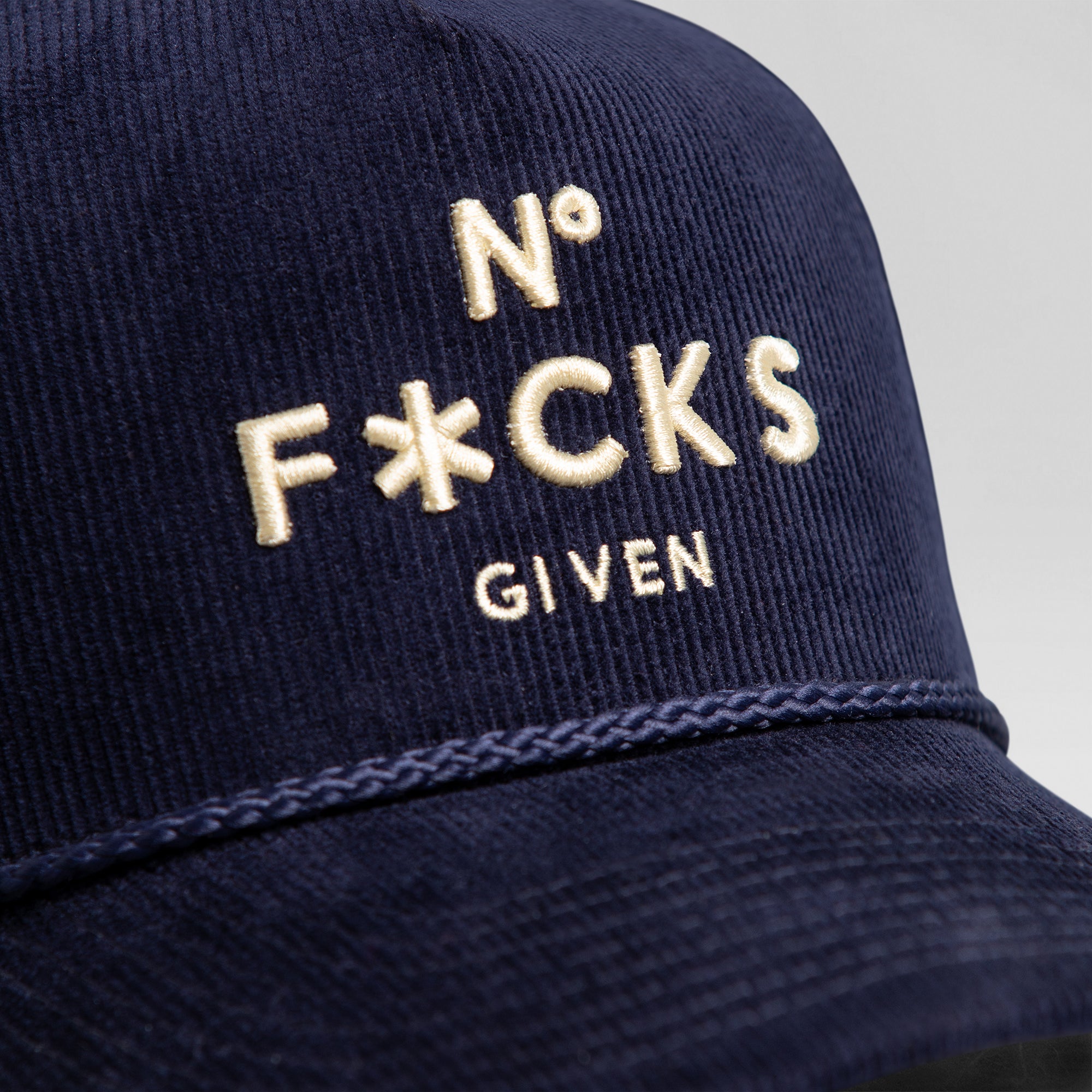 NO F*CKS GIVEN NAVY CORDUROY TRUCKER HAT