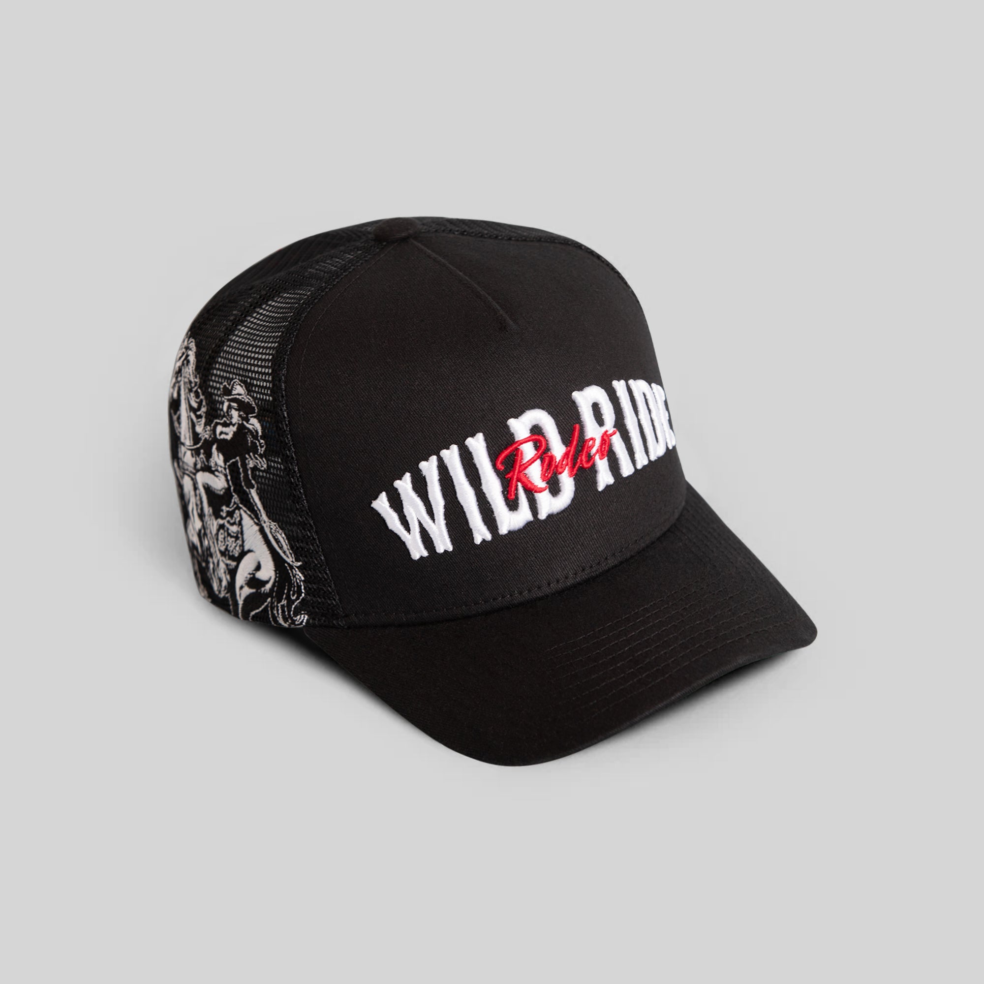 WILD RIDE BLACK TWILL MESH TRUCKER