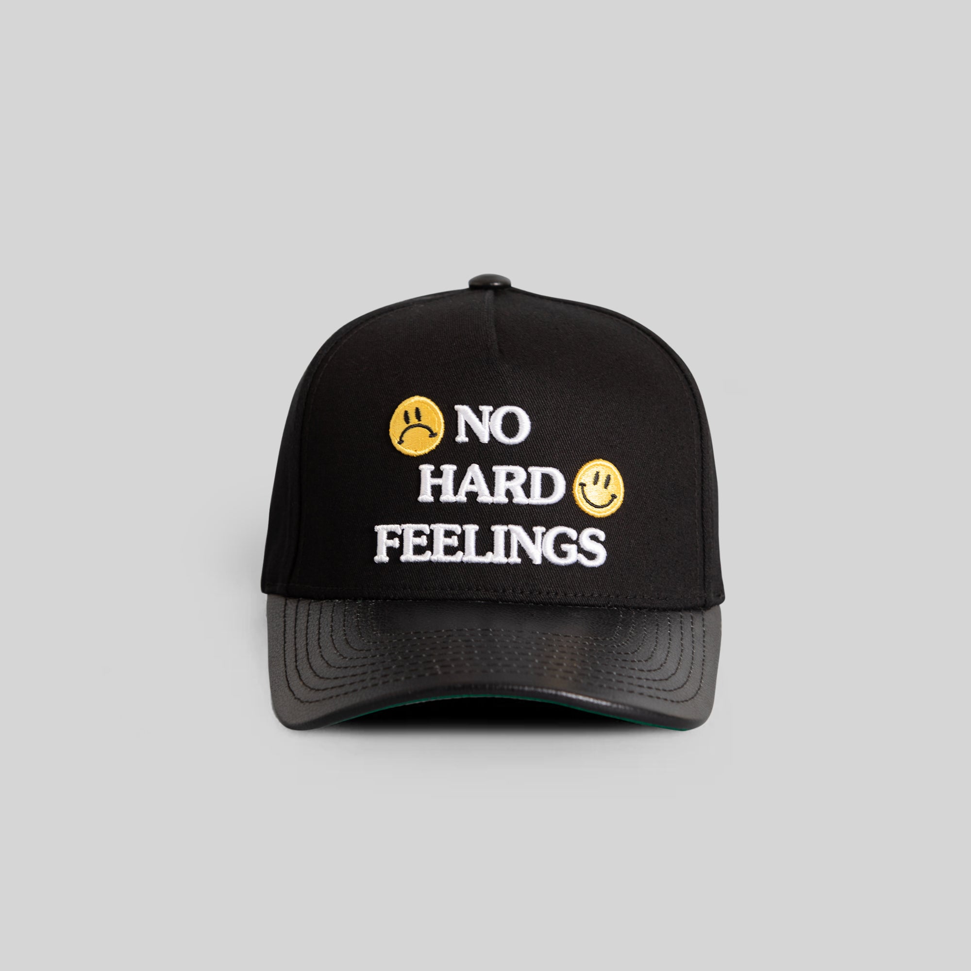 NO HARD FEELINGS BLACK TWILL LEATHER TRUCKER