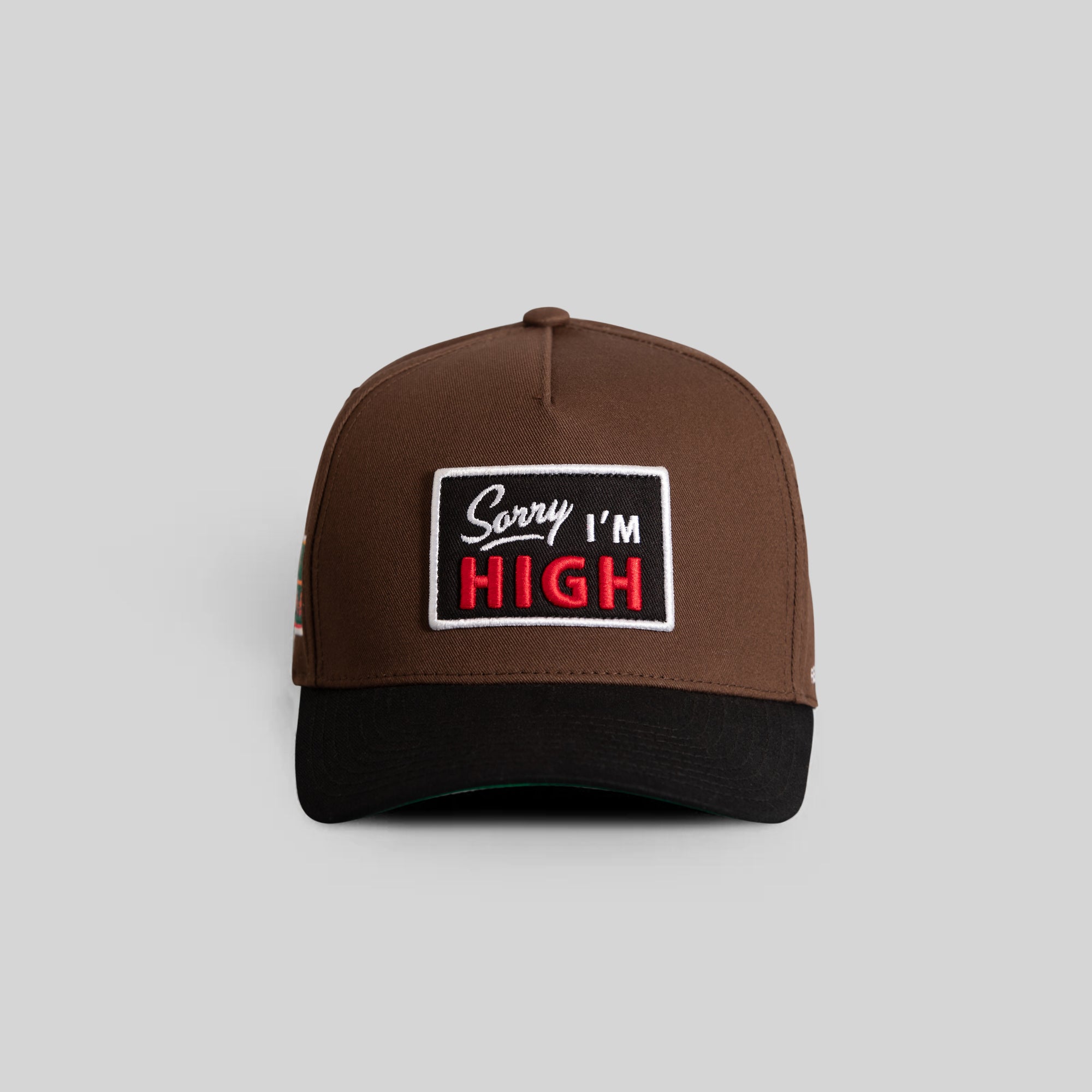 SORRY I'M HIGH MOCHA BLACK TWILL TRUCKER