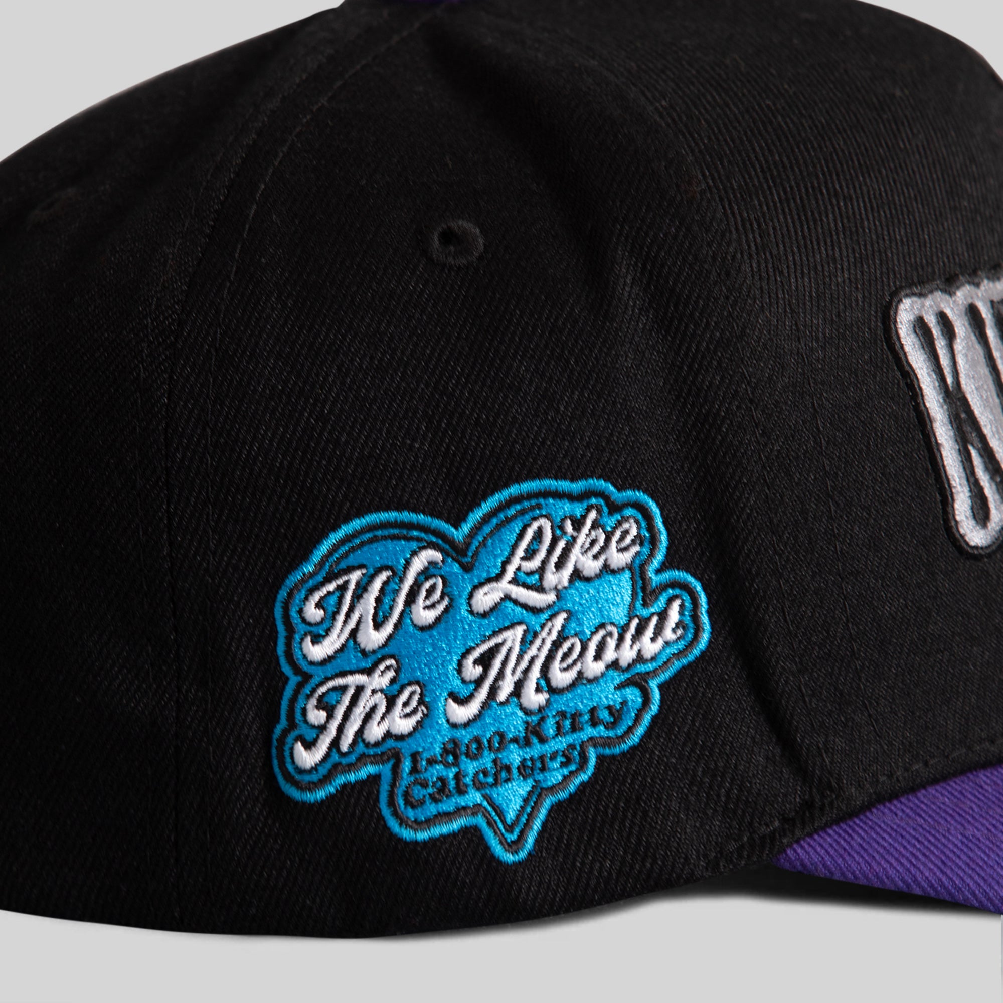 KITTY CATCHER BLACK PURPLE WOOL TRUCKER