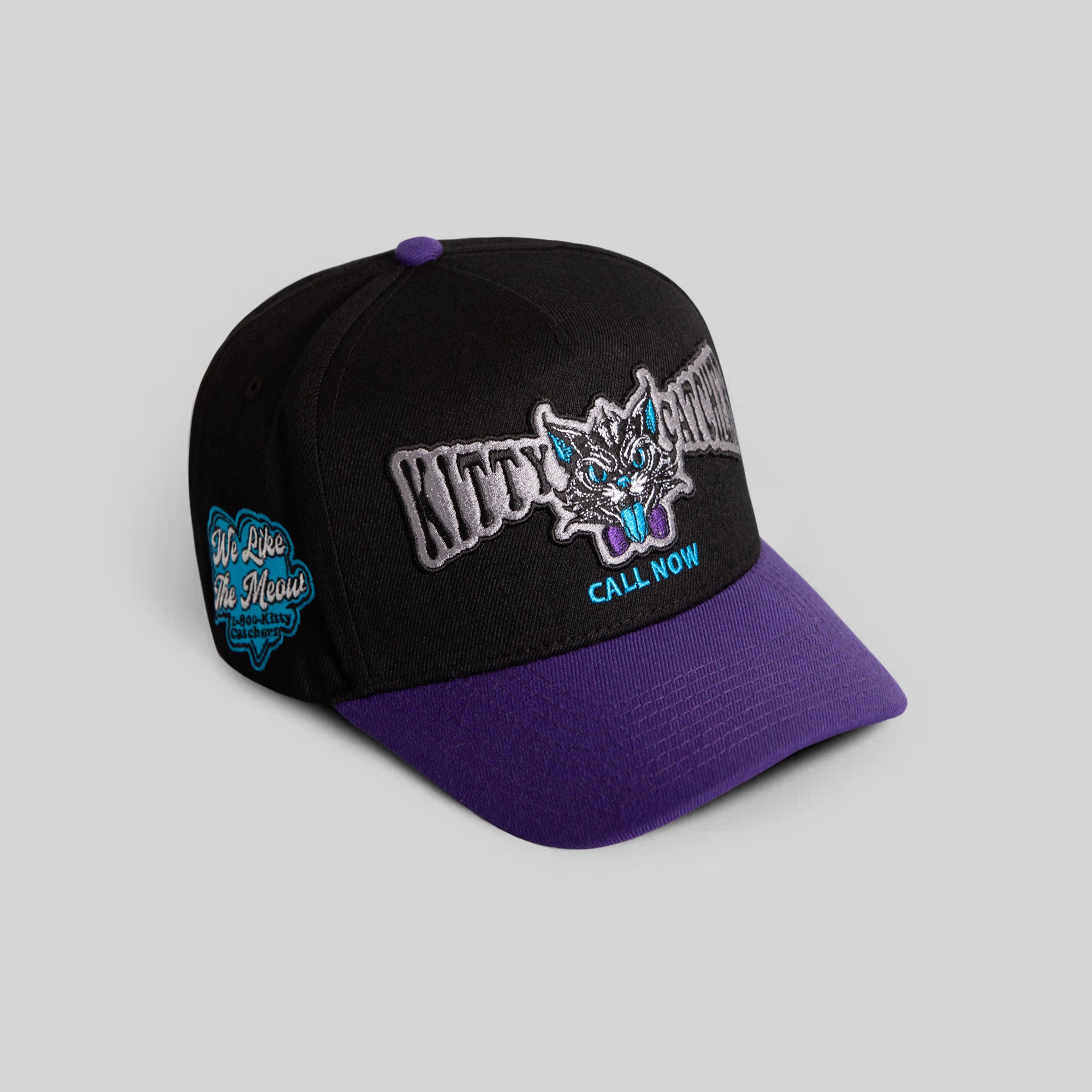 KITTY CATCHER BLACK PURPLE WOOL TRUCKER