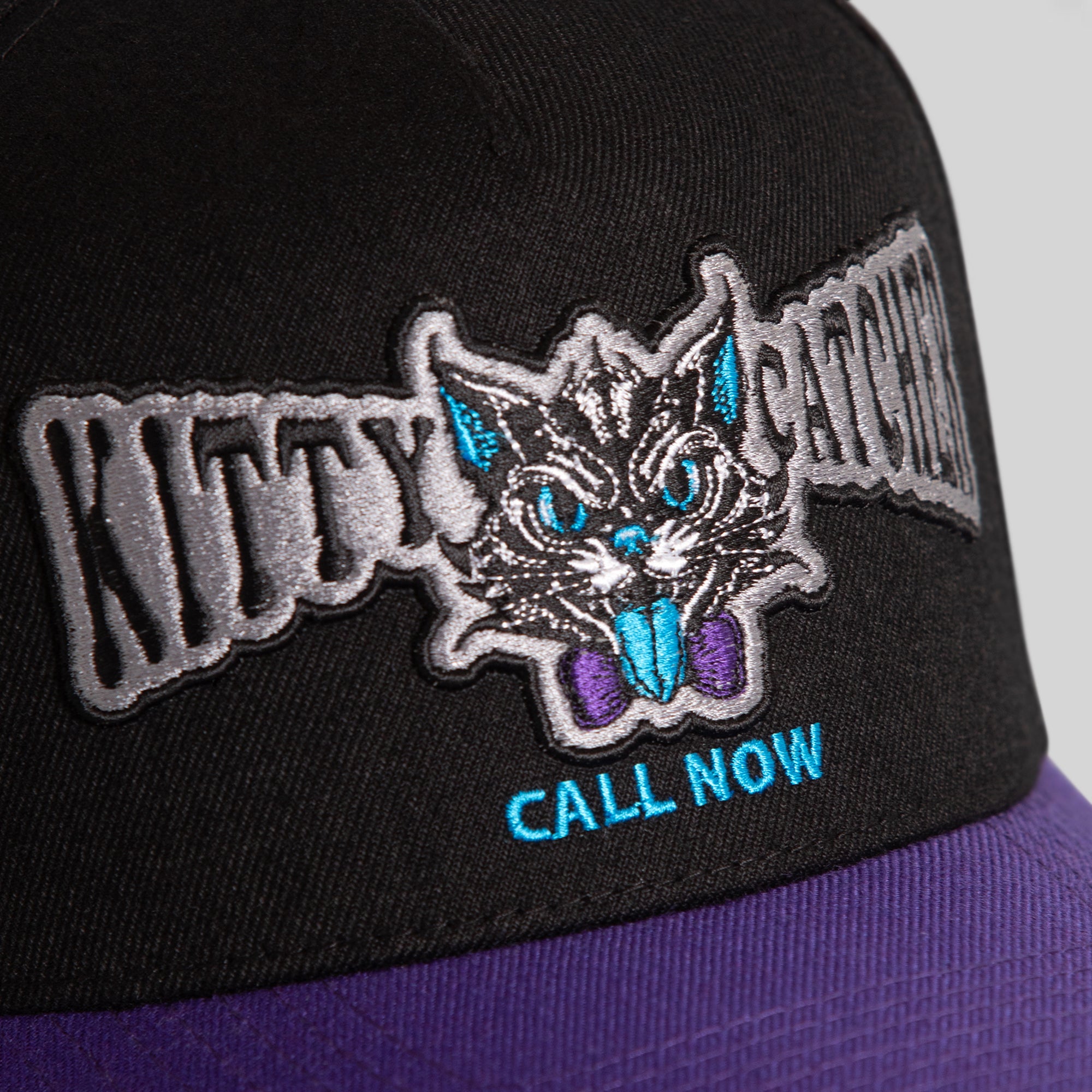 KITTY CATCHER BLACK PURPLE WOOL TRUCKER