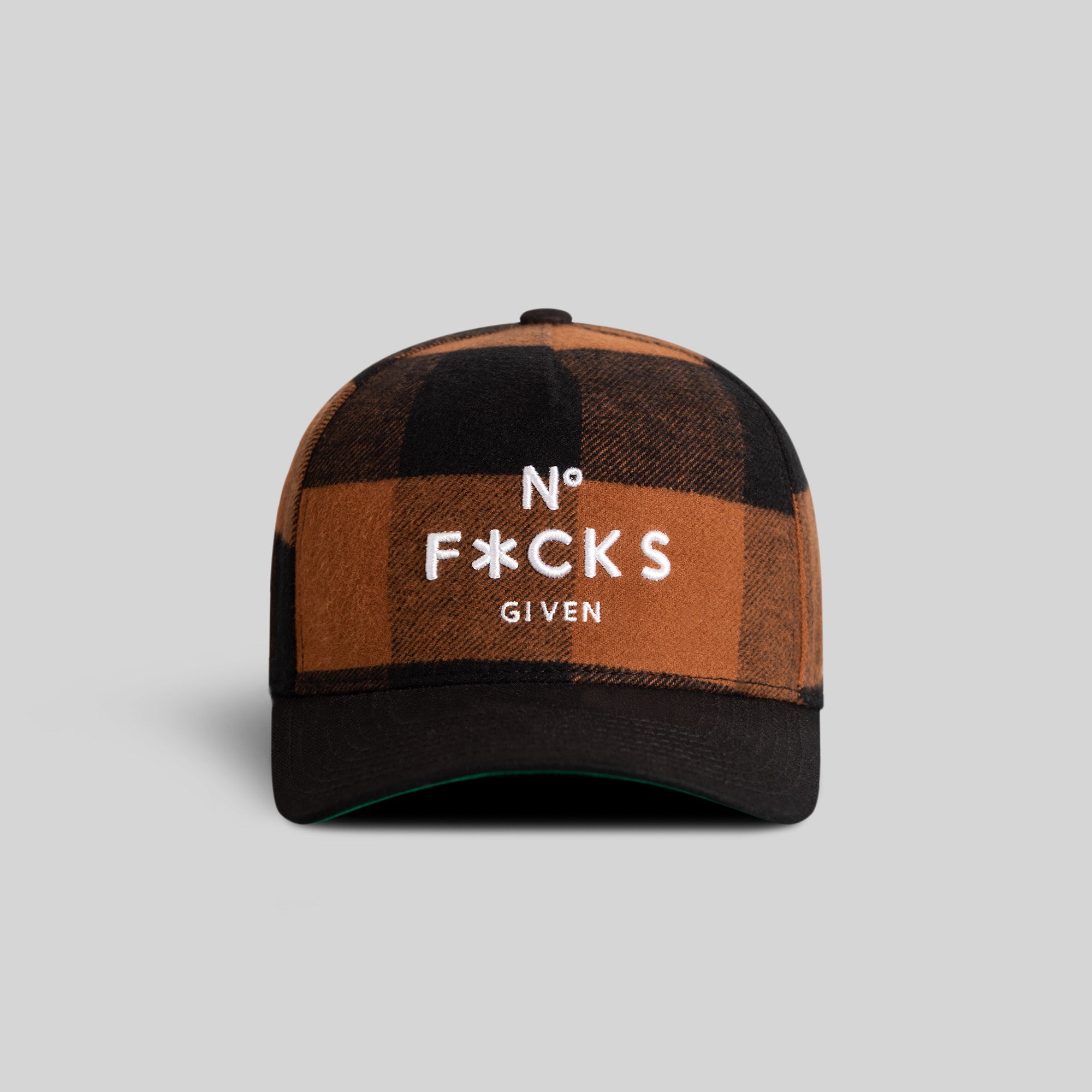 NO F*CKS GIVEN WHEAT MOCHA BUFFALO PLAID TRUCKER