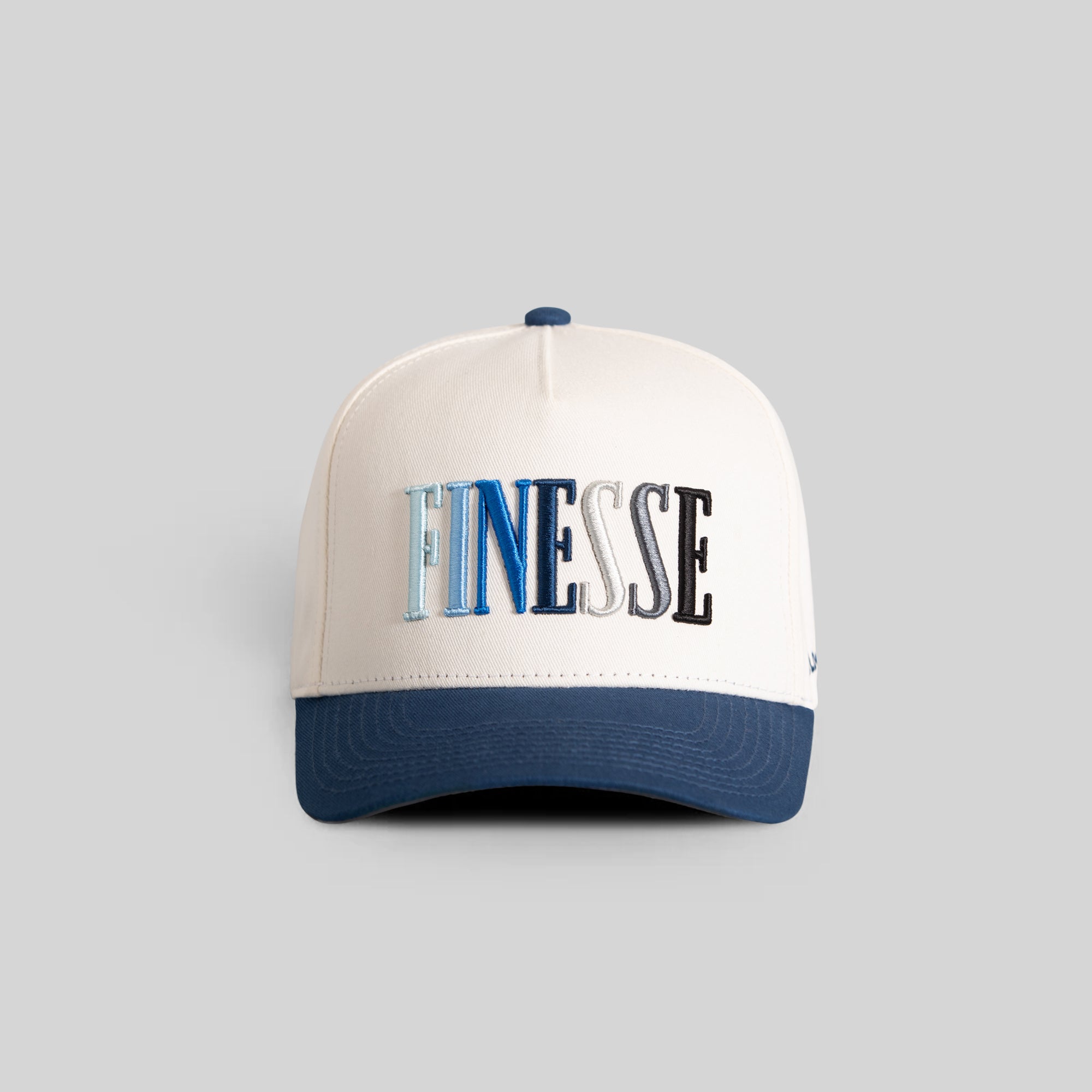 FINESSE OFF WHITE FRENCH BLUE WOOL TRUCKER