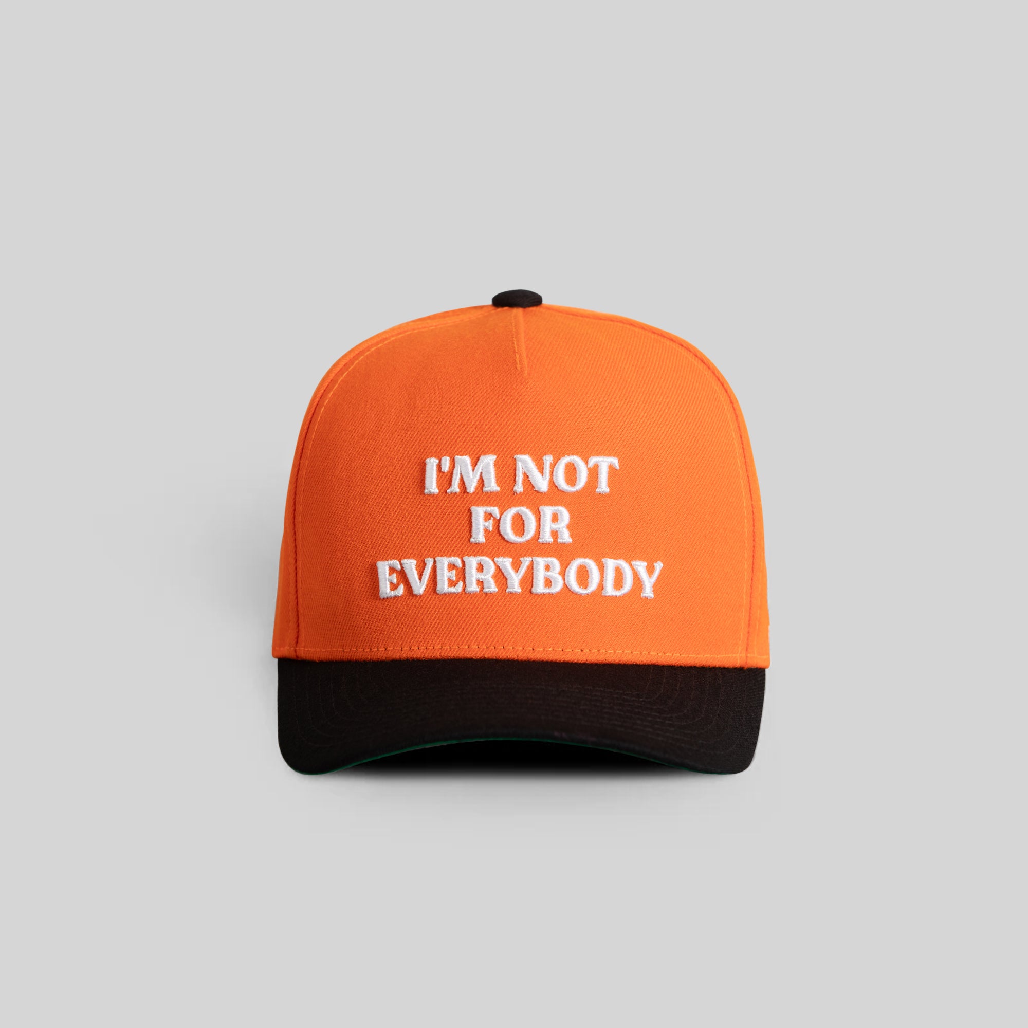 I'M NOT FOR EVERYBODY TOTAL ORANGE BLACK WOOL TRUCKER