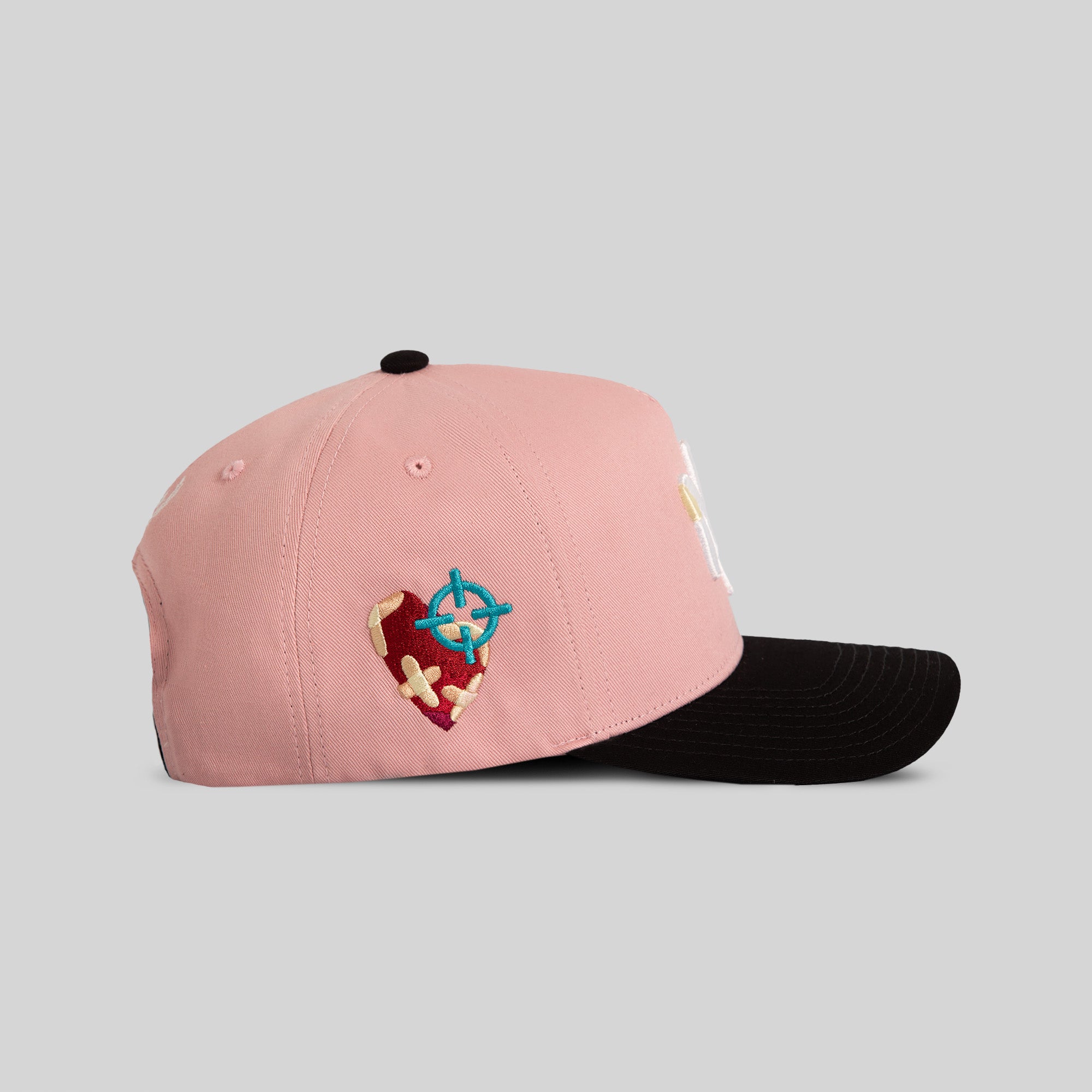 FIELD GRADE X KURVE STUDIO NY IS HEALING PINK BLACK TWILL TRUCKER