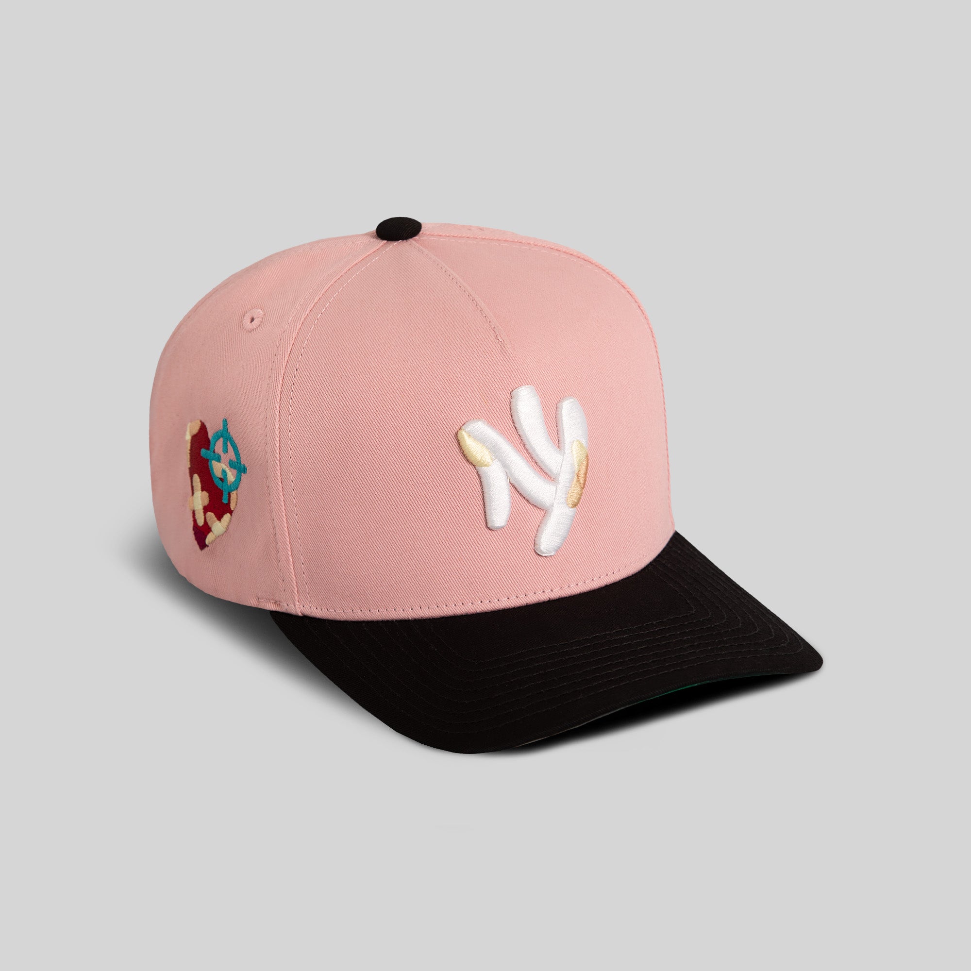 FIELD GRADE X KURVE STUDIO NY IS HEALING PINK BLACK TWILL TRUCKER