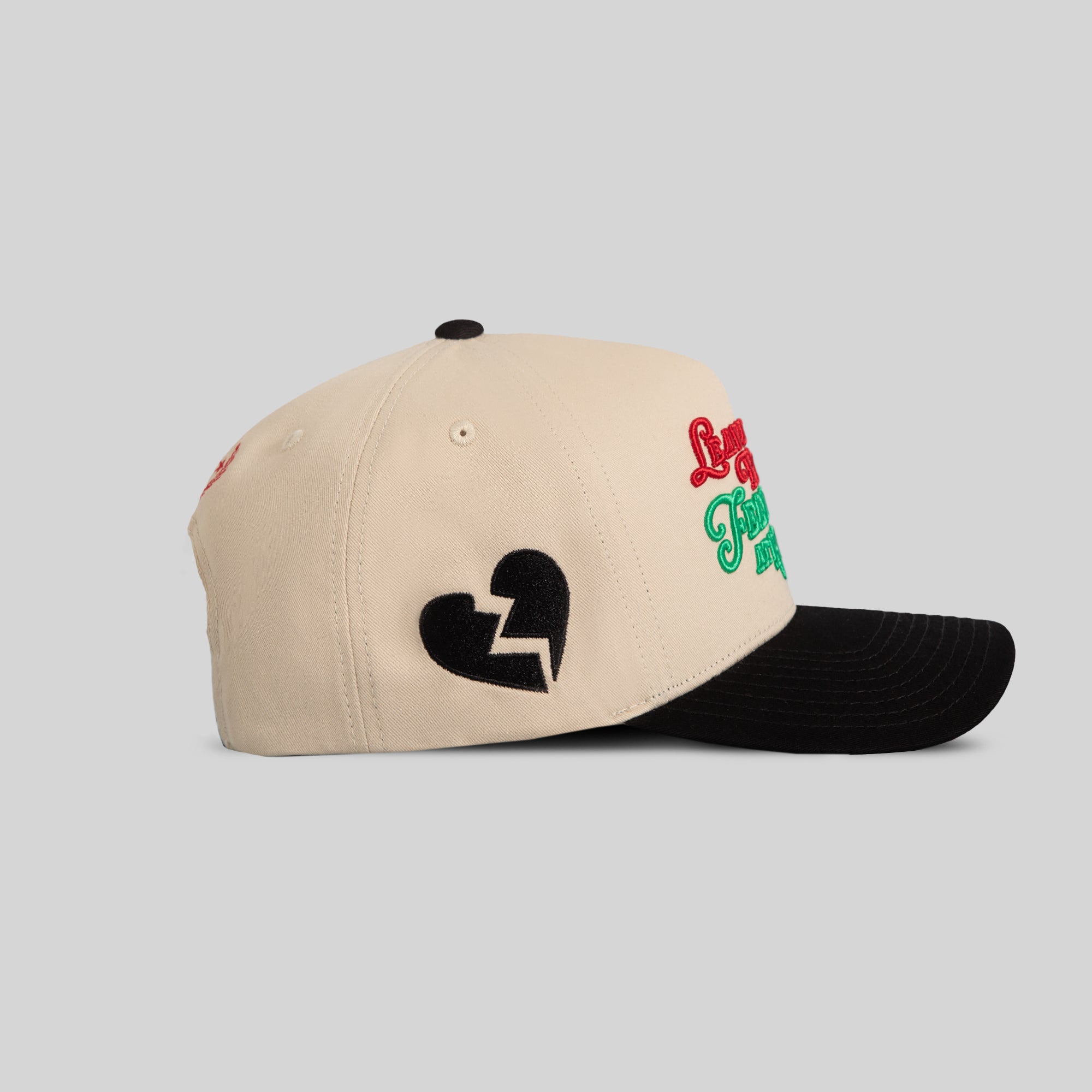 LEAVE YOUR FEELINGS SAND BLACK TWILL TRUCKER