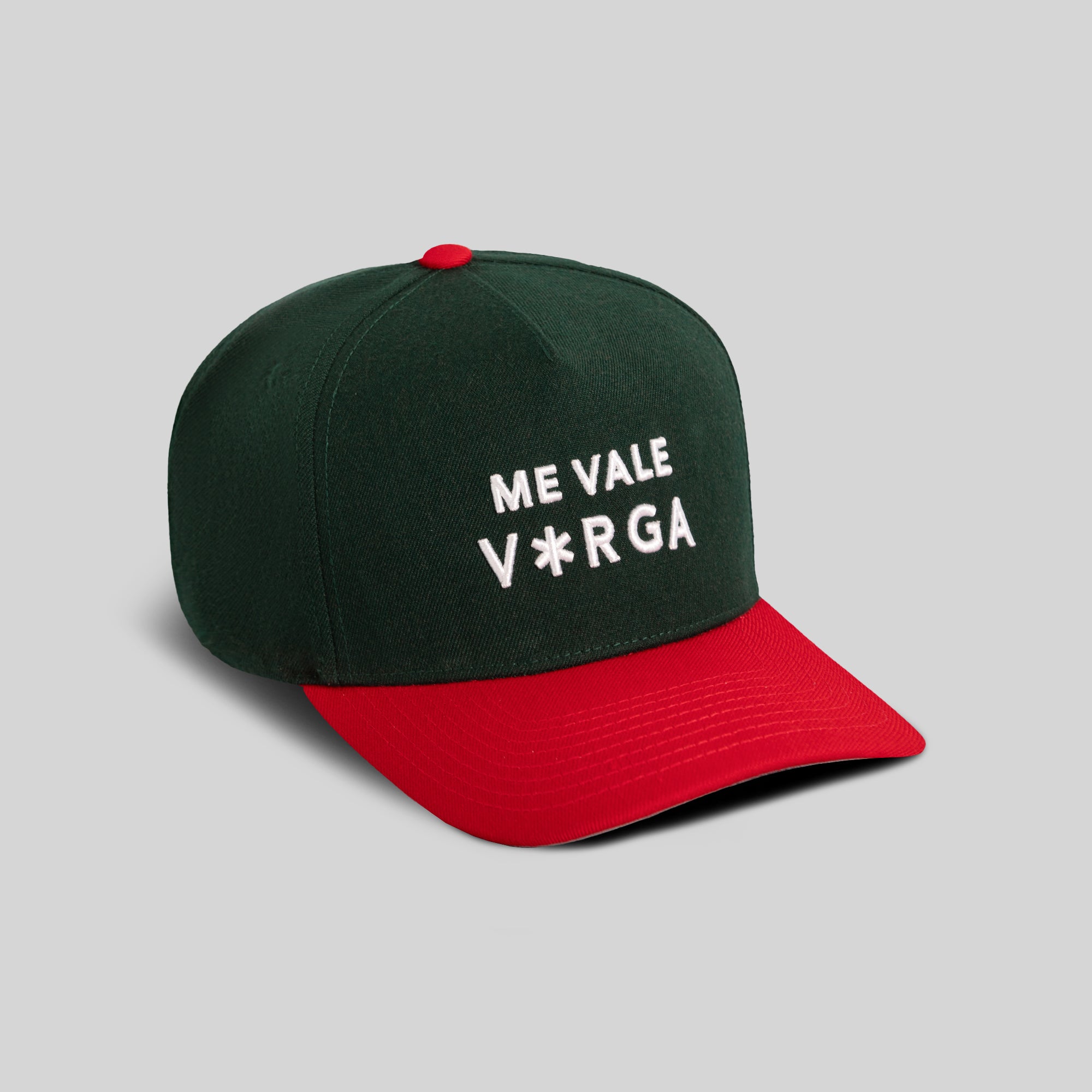 ME VALE VERGA (NO F*CKS GIVEN) FG GREEN VARSITY RED WOOL TRUCKER