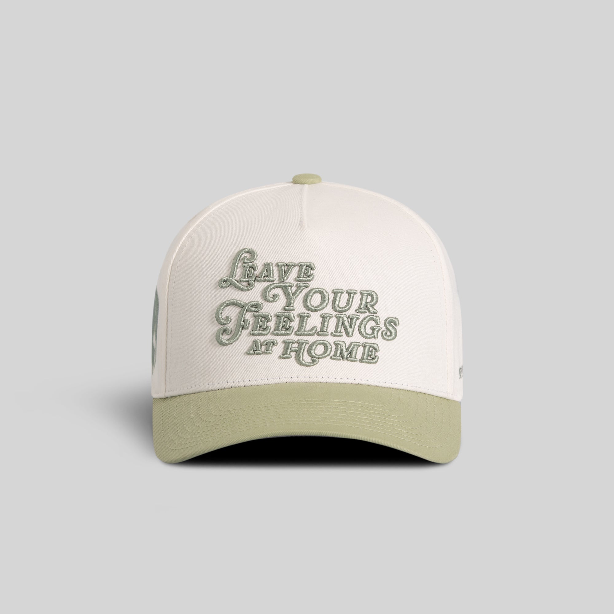 LEAVE YOUR FEELING OFF WHITE SAGE TWILL TRUCKER