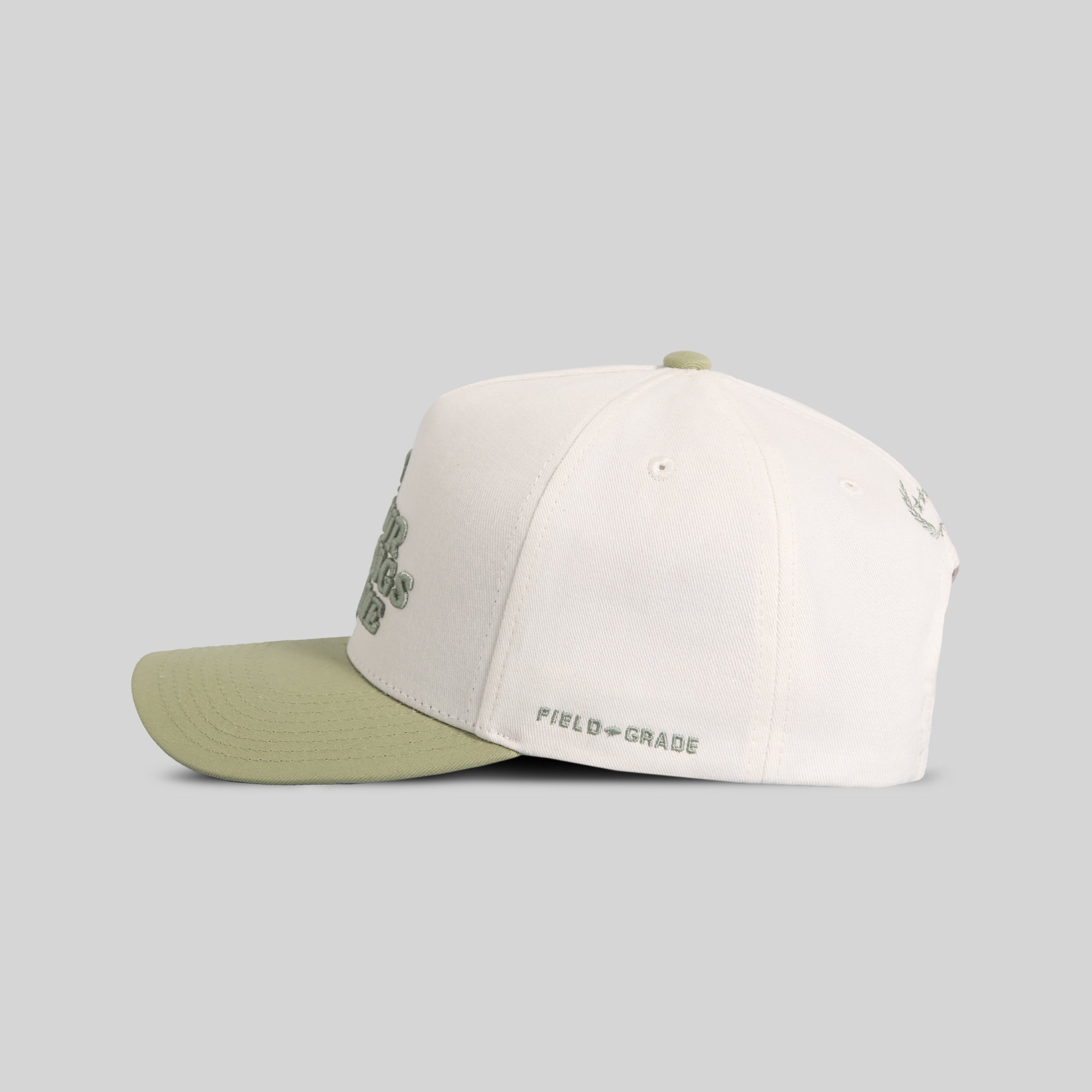 LEAVE YOUR FEELING OFF WHITE SAGE TWILL TRUCKER