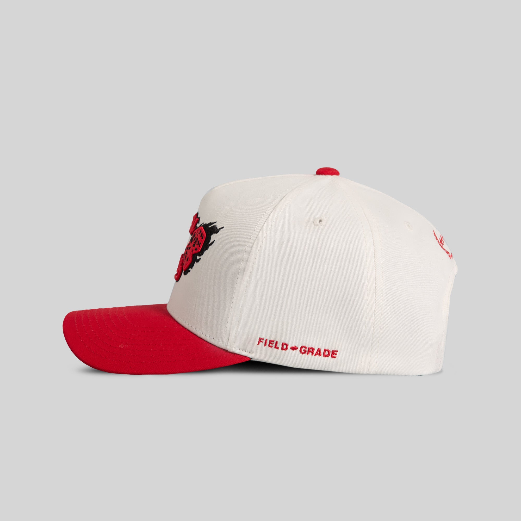 WINNERS AND SINNERS OFF WHITE VARSITY RED TWILL TRUCKER