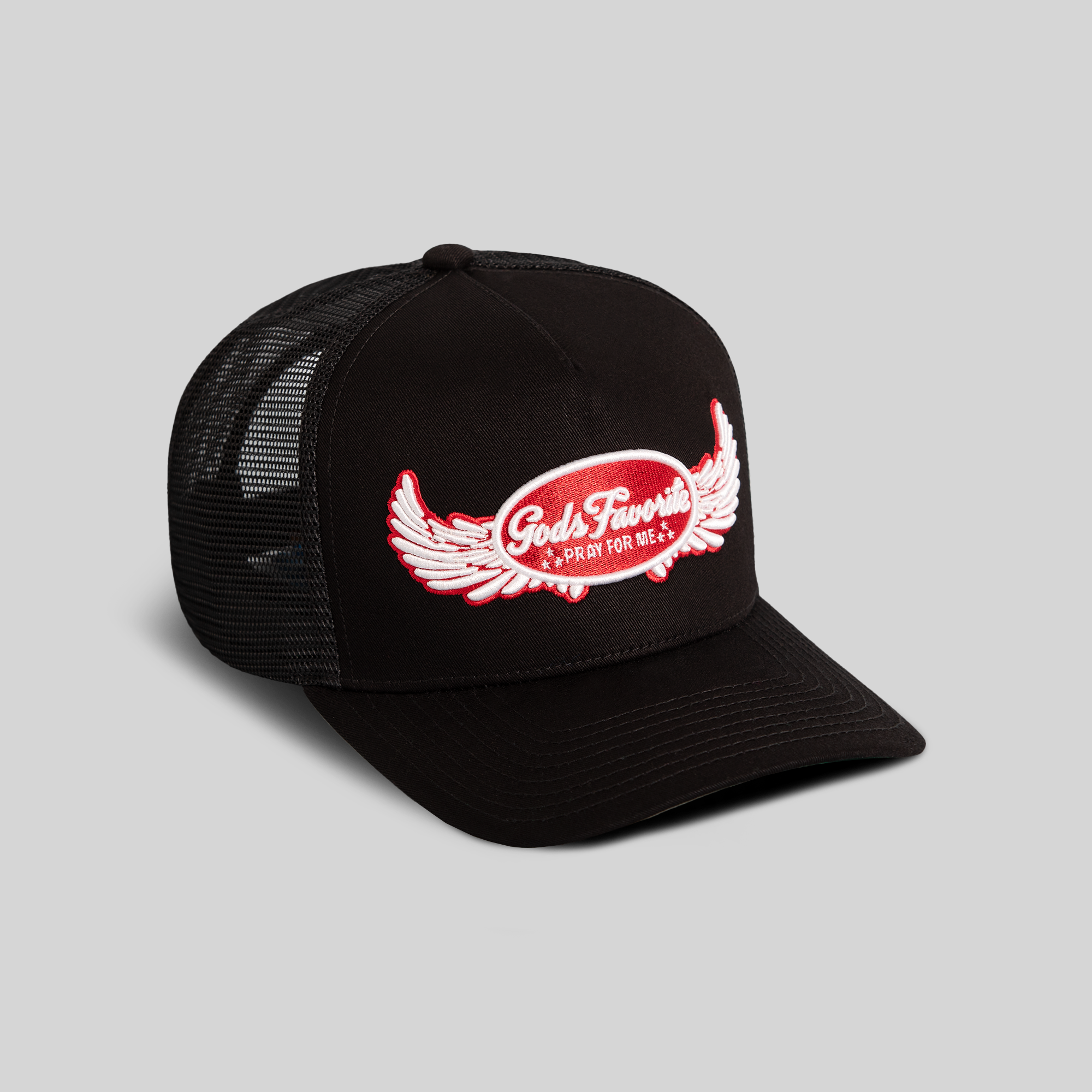 GODS FAVORITE BLACK TWILL MESH TRUCKER
