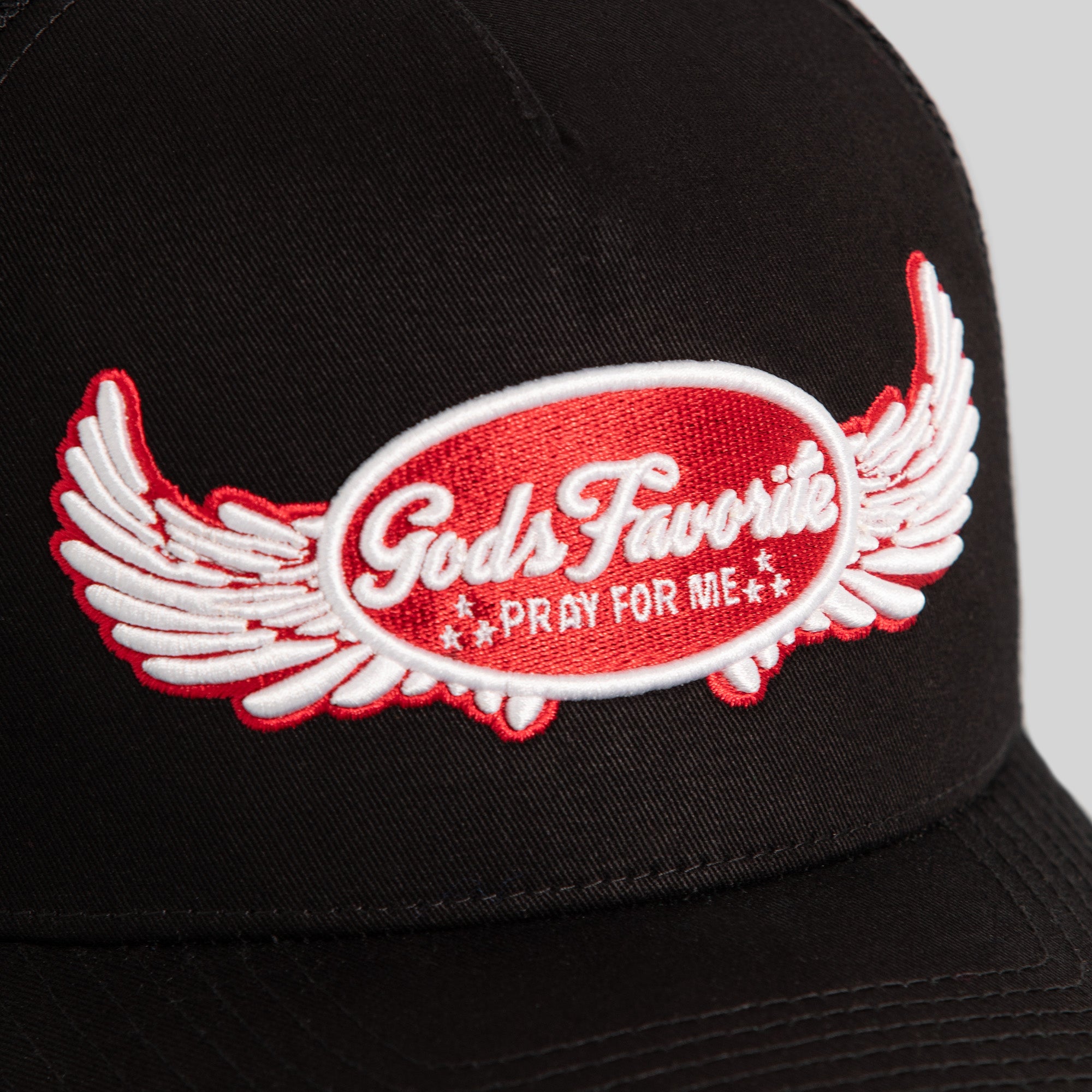 GODS FAVORITE BLACK TWILL MESH TRUCKER