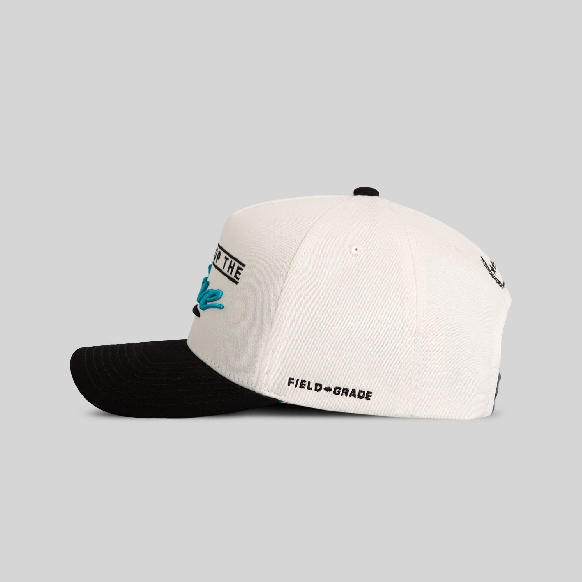 CANT STOP THE WAVE OFF WHITE BLACK TWILL TRUCKER