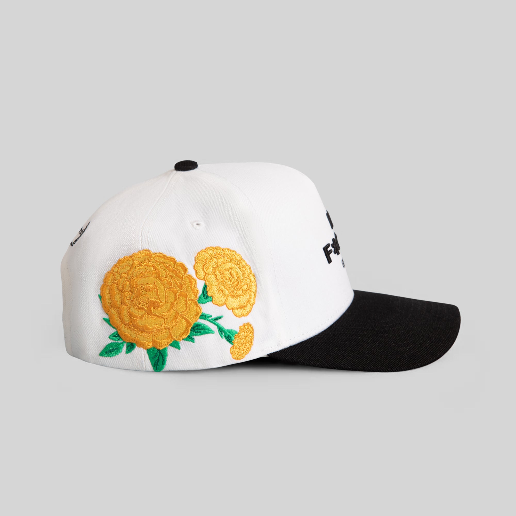 NO F*CKS GIVEN MARIGOLD OFF WHITE BLACK WOOL TRUCKER