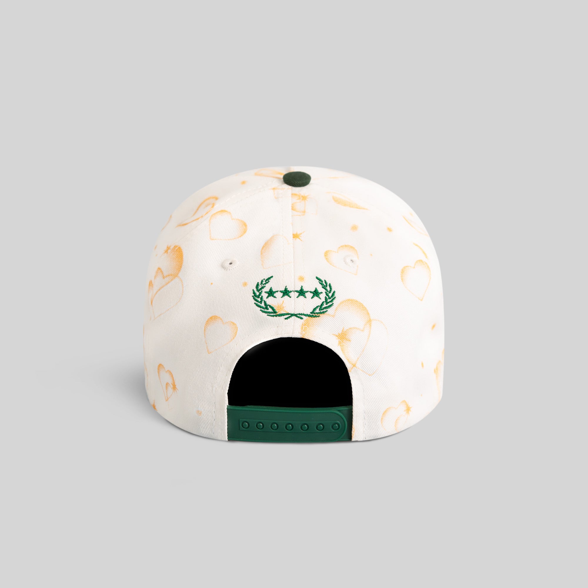 NO F*CKS GIVEN MAJESTIC HEARTS OFF WHITE EMERALD TWILL TRUCKER
