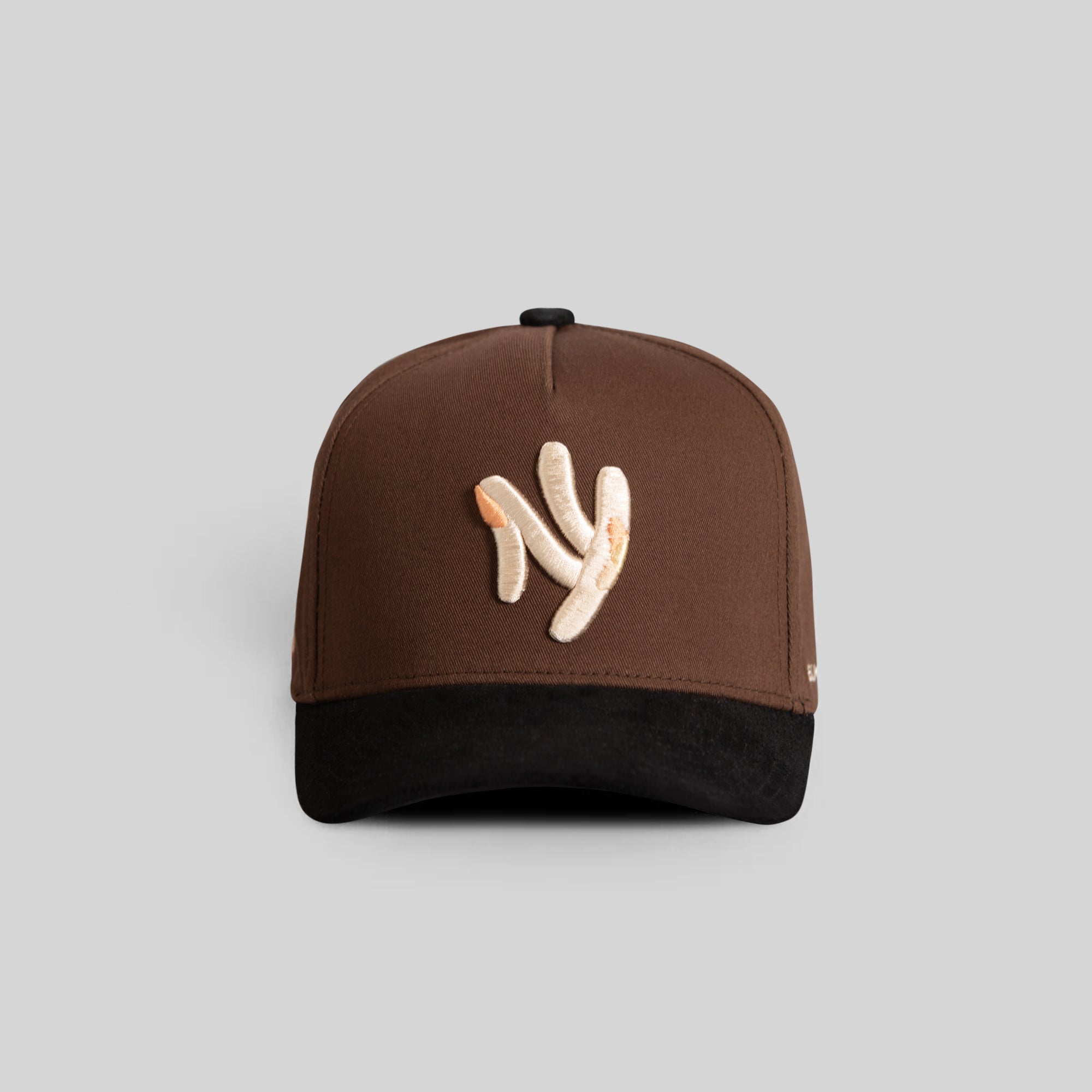 FIELD GRADE X KURVE STUDIO NY IS HEALING MOCHA BLACK TWILL SUEDE TRUCKER