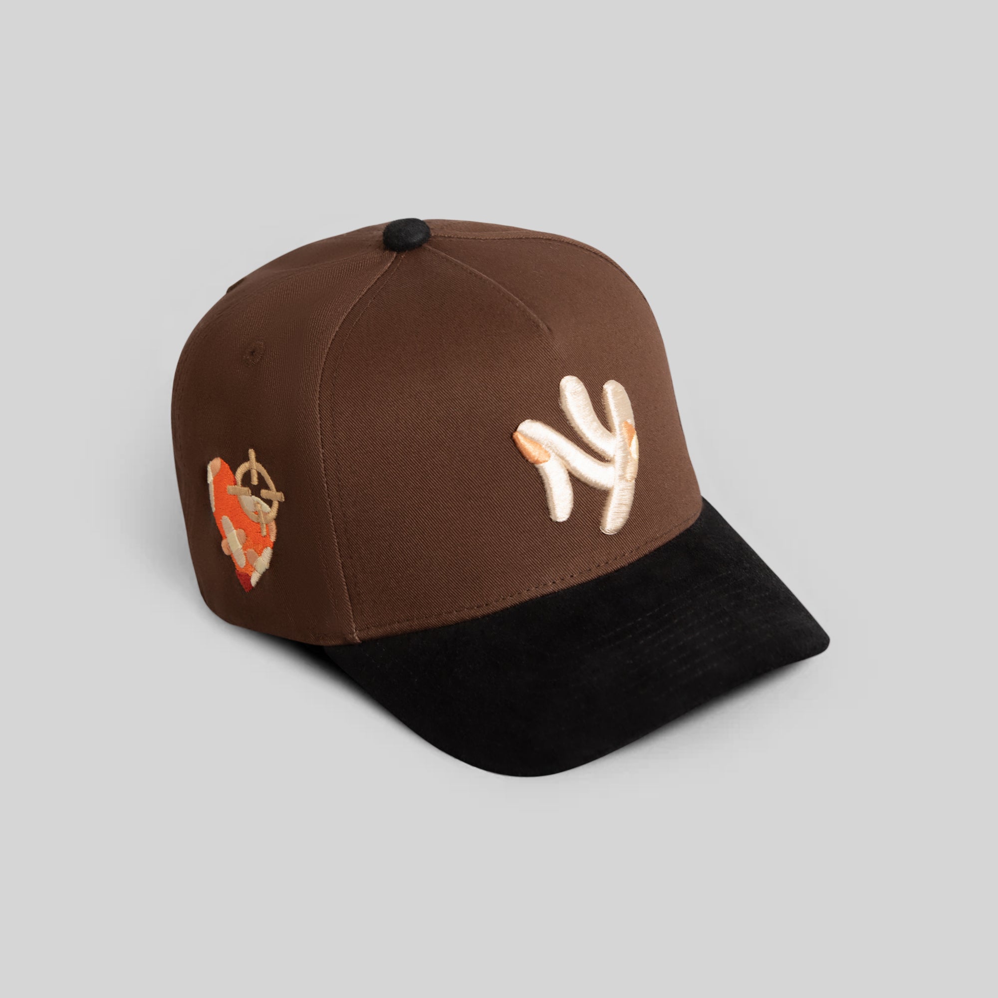 FIELD GRADE X KURVE STUDIO NY IS HEALING MOCHA BLACK TWILL SUEDE TRUCKER