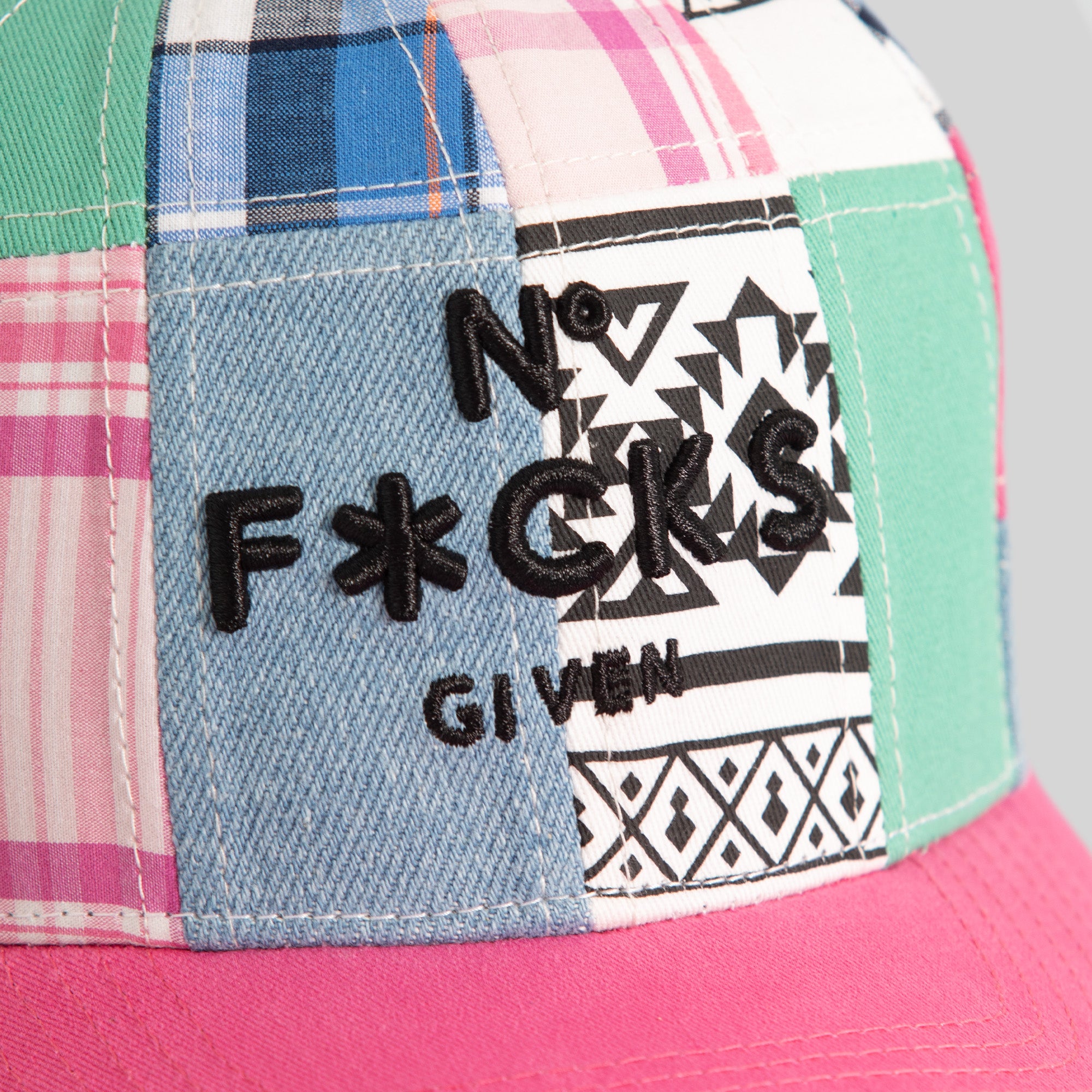 NO F*CKS GIVEN SUMMER PATCHWORK TWILL TRUCKER