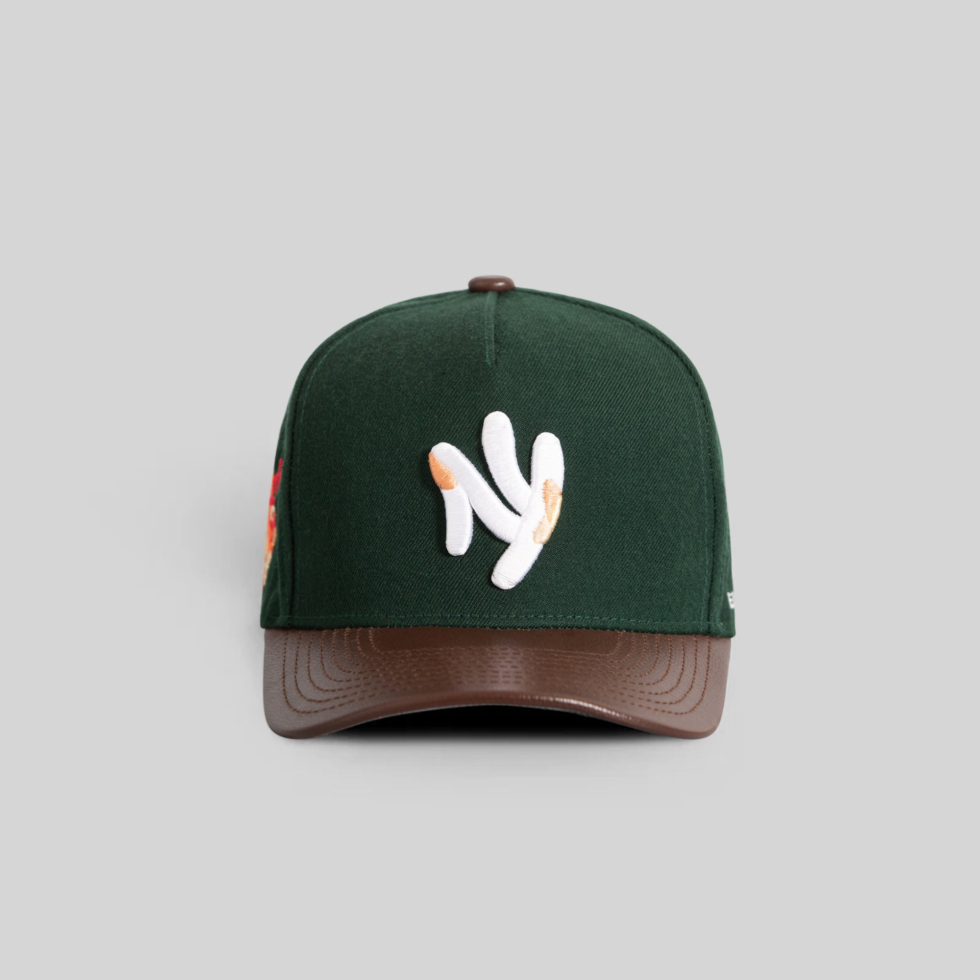 FIELD GRADE X KURVE STUDIO NY IS HEALING FG GREEN MOCHA WOOL LEATHER TRUCKER