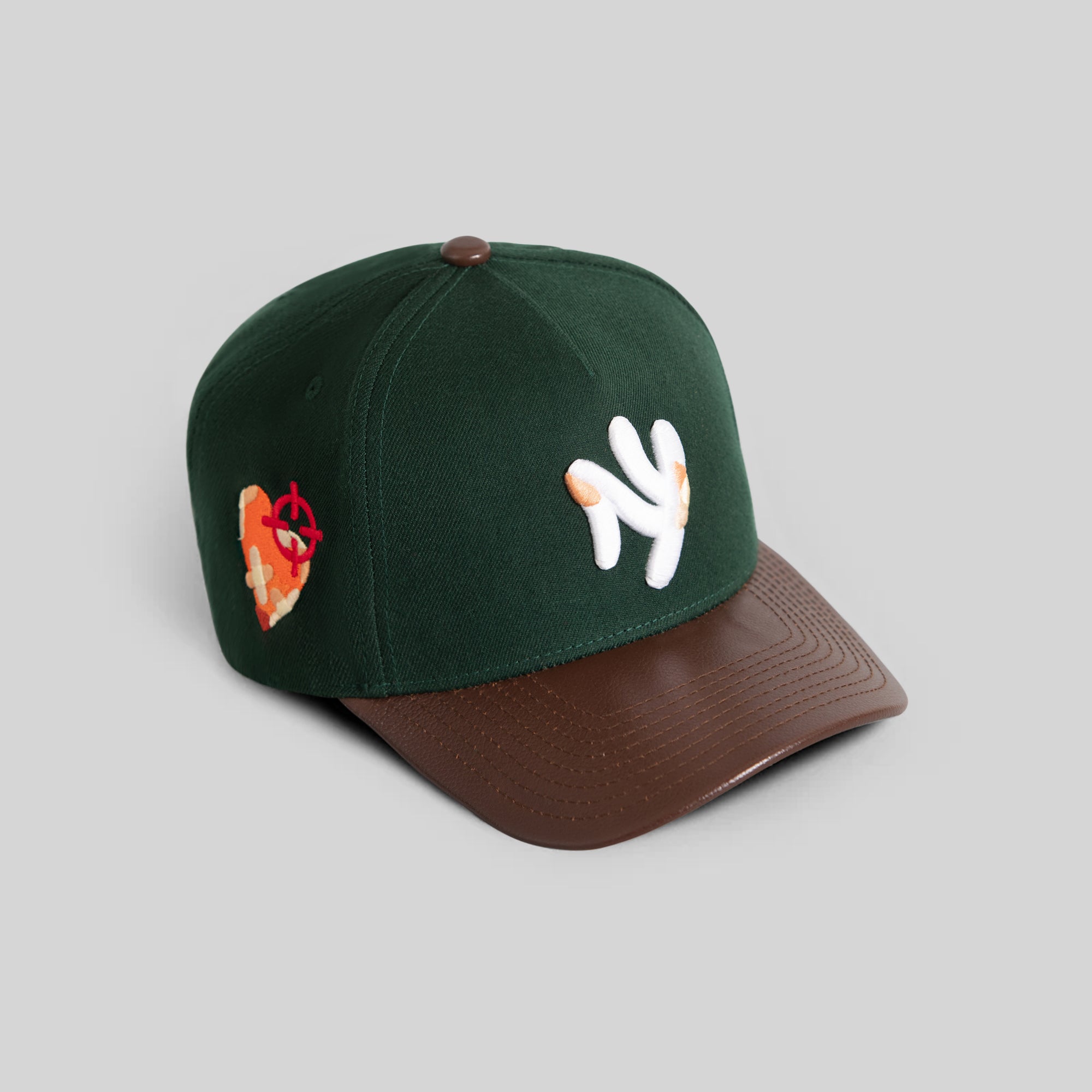 FIELD GRADE X KURVE STUDIO NY IS HEALING FG GREEN MOCHA WOOL LEATHER TRUCKER