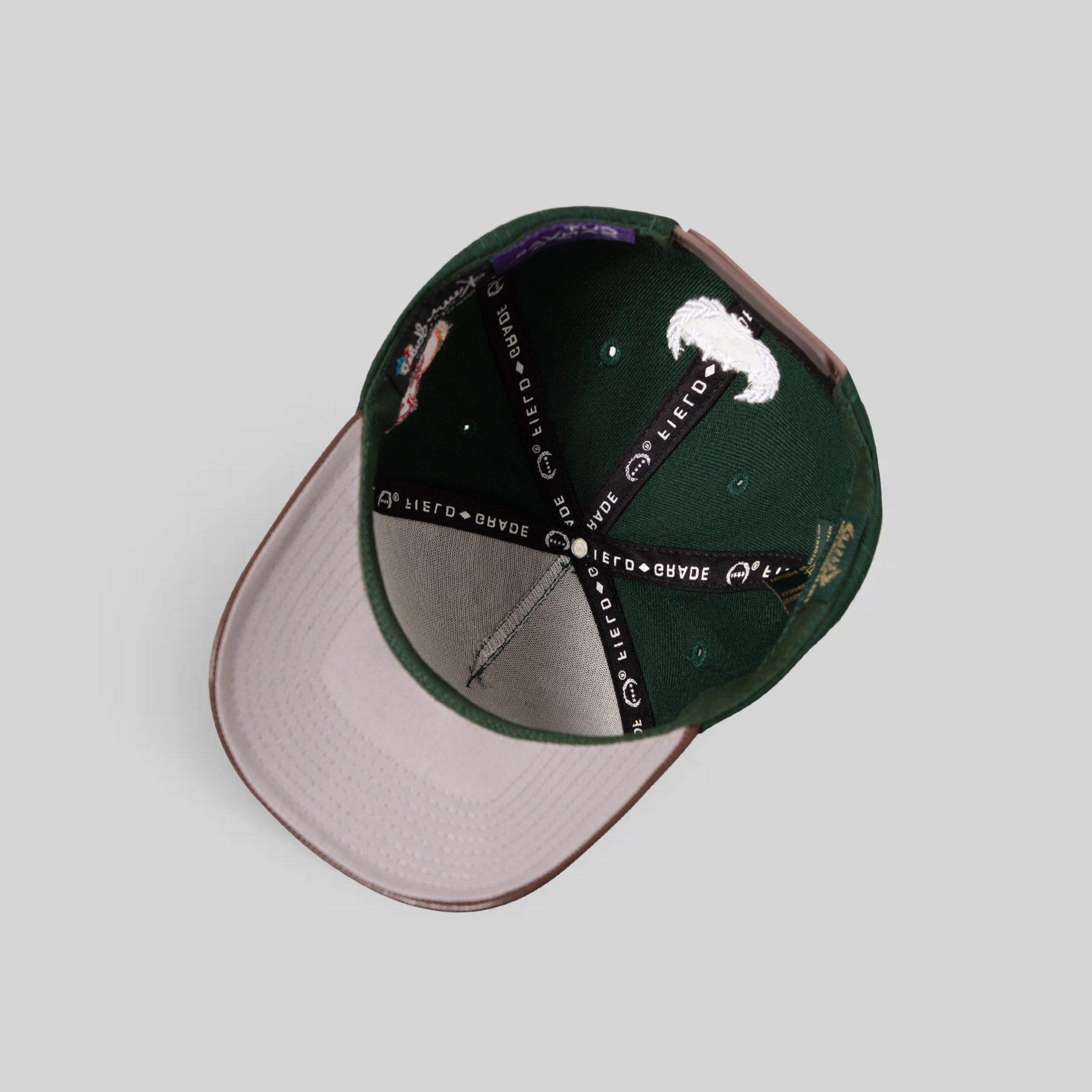 FIELD GRADE X KURVE STUDIO NY IS HEALING FG GREEN MOCHA WOOL LEATHER TRUCKER