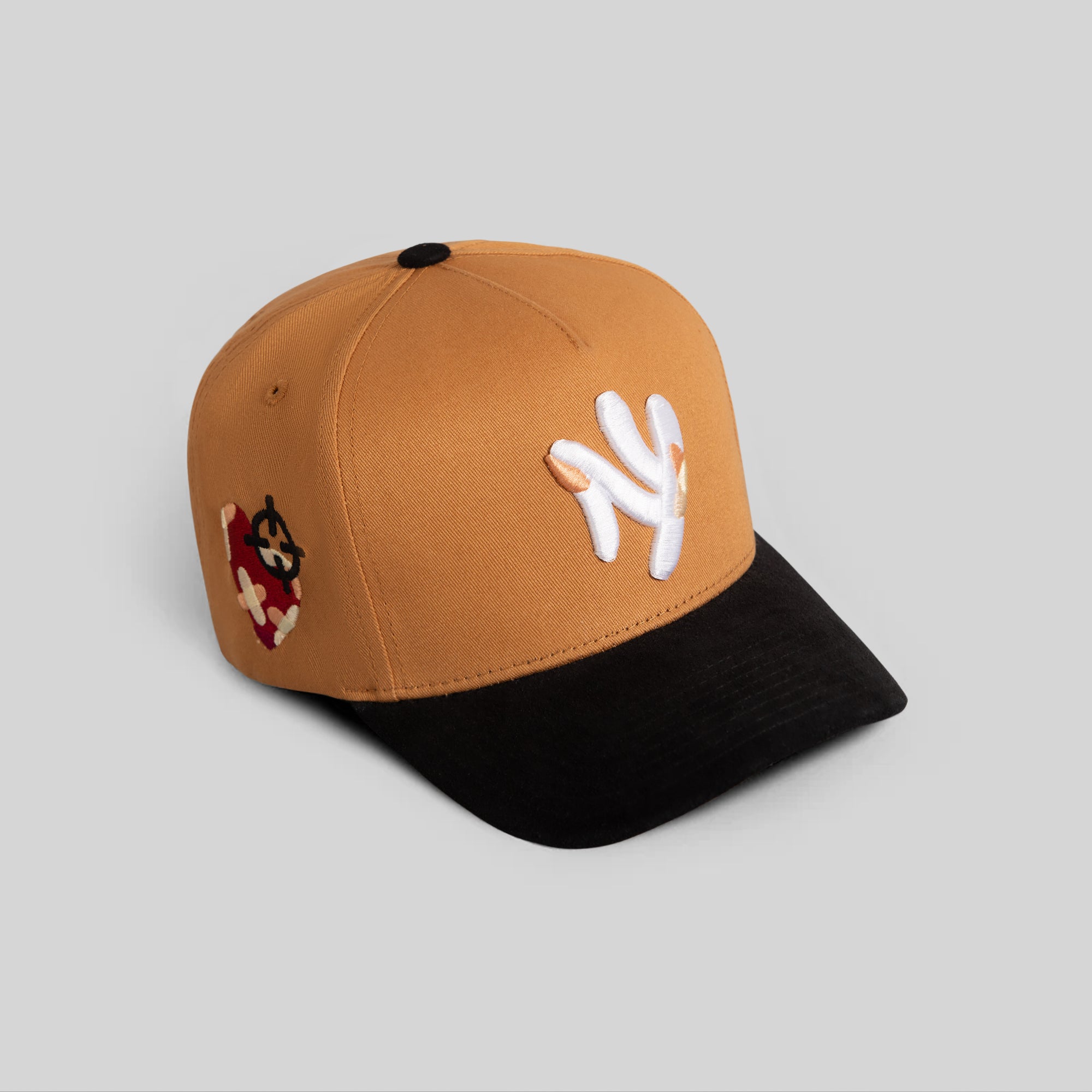 FIELD GRADE X KURVE STUDIO NY IS HEALING WHEAT BLACK TWILL SUEDE TRUCKER