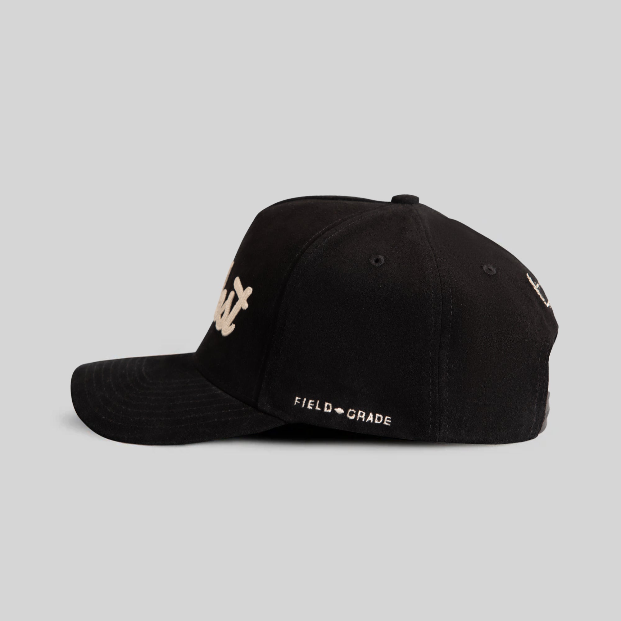 MODEST SCRIPT BLACK SUEDE TRUCKER