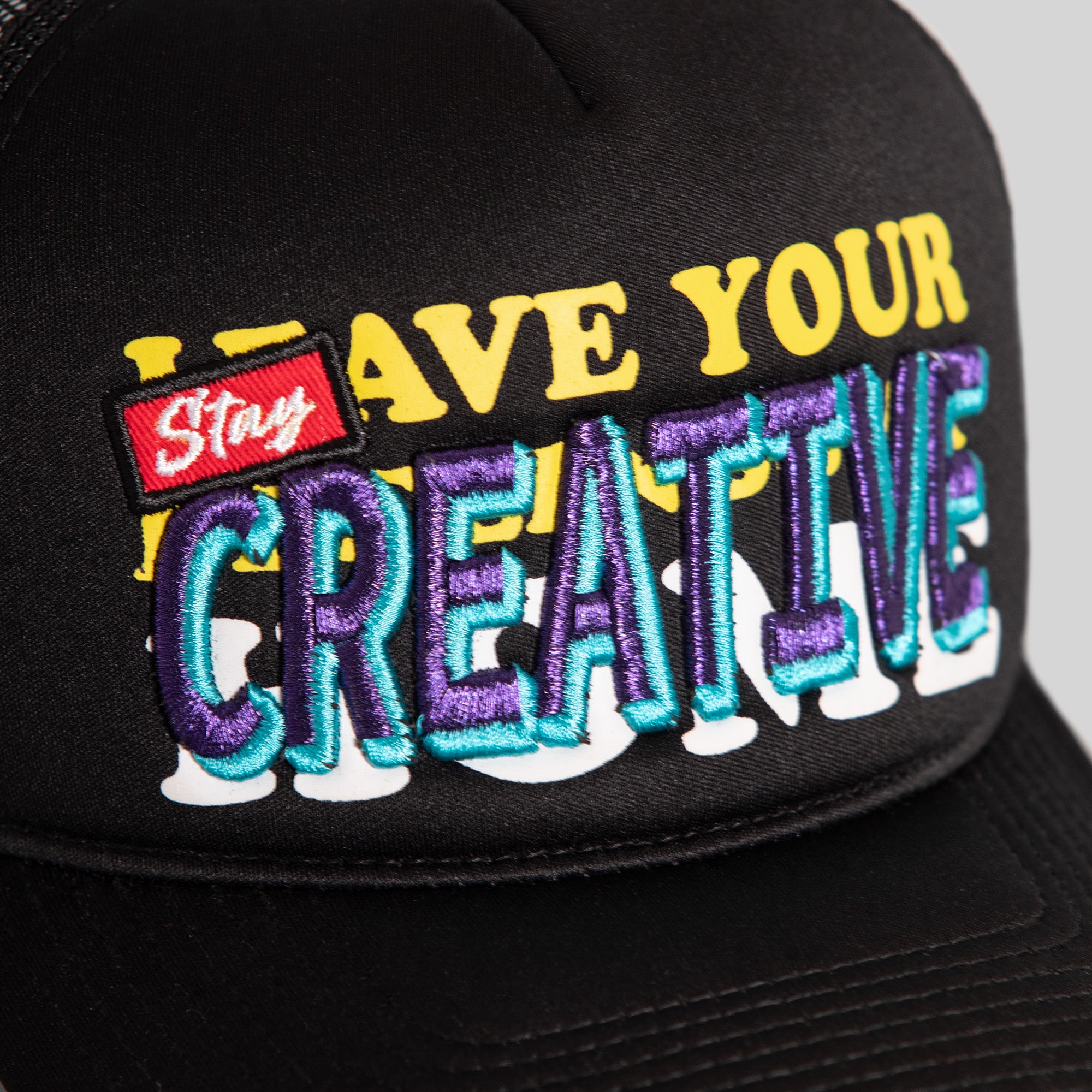 STAY CREATIVE FOAM BLACK MESH TRUCKER