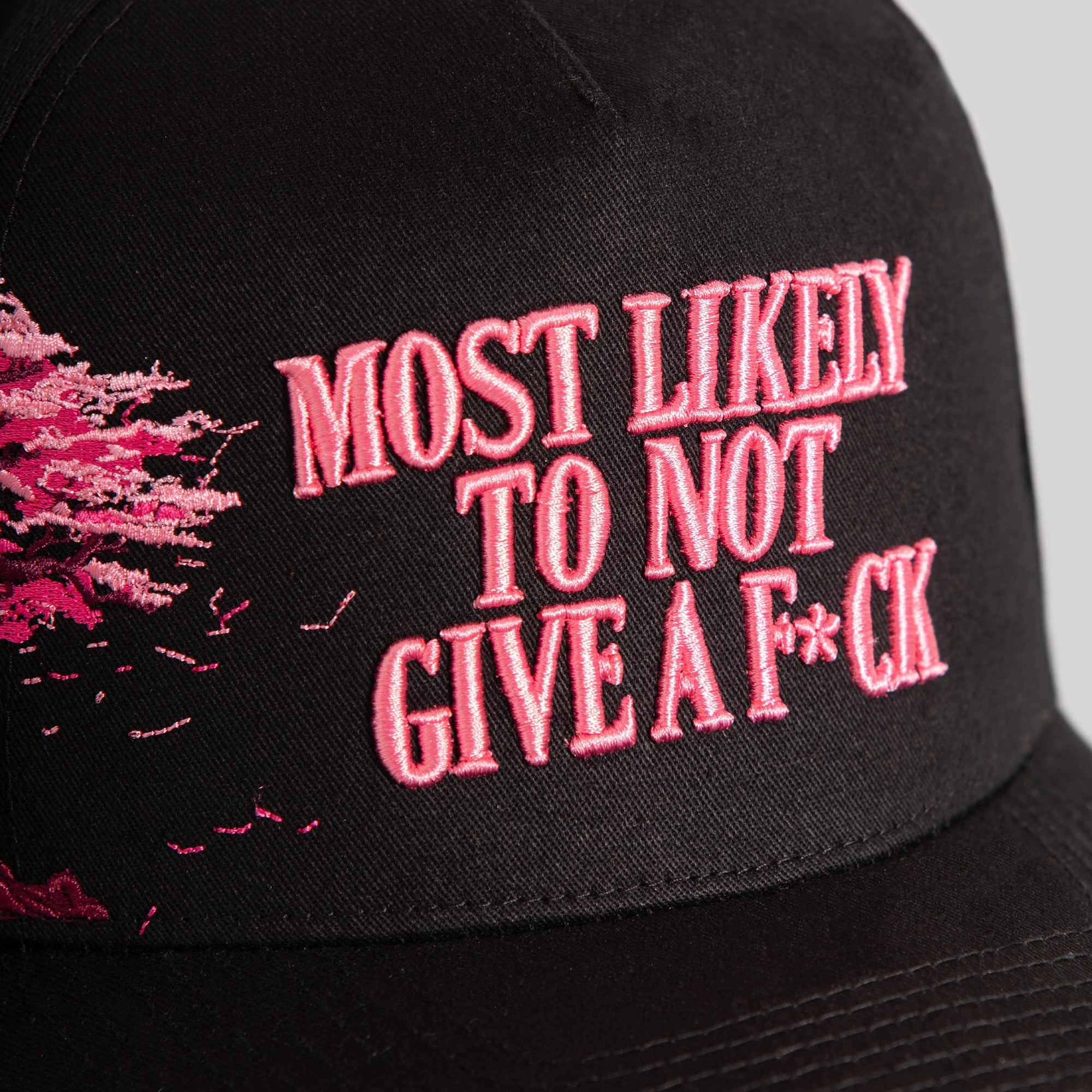 MOST LIKELY CHERRY BLOSSOM BLACK TWILL TRUCKER