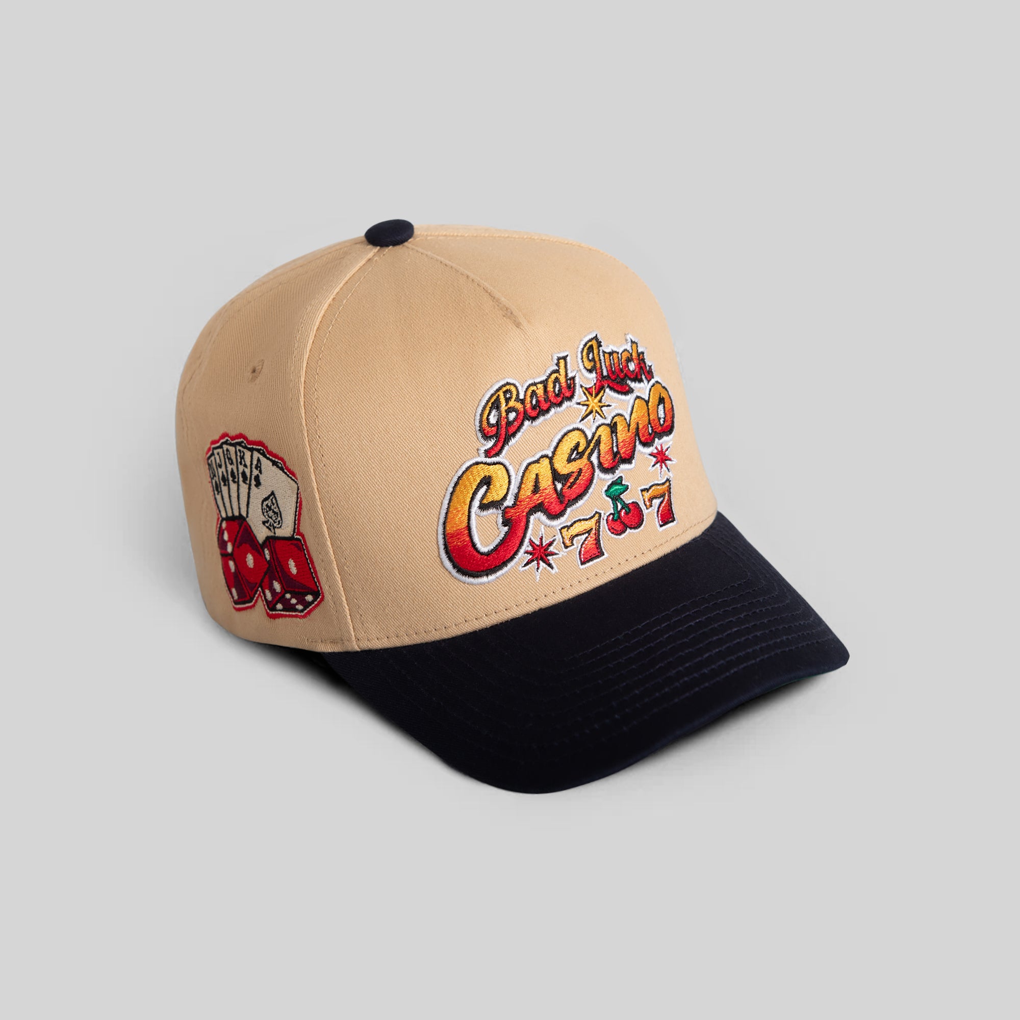BAD LUCK CASINO TAUPE DEEP NAVY TWILL TRUCKER