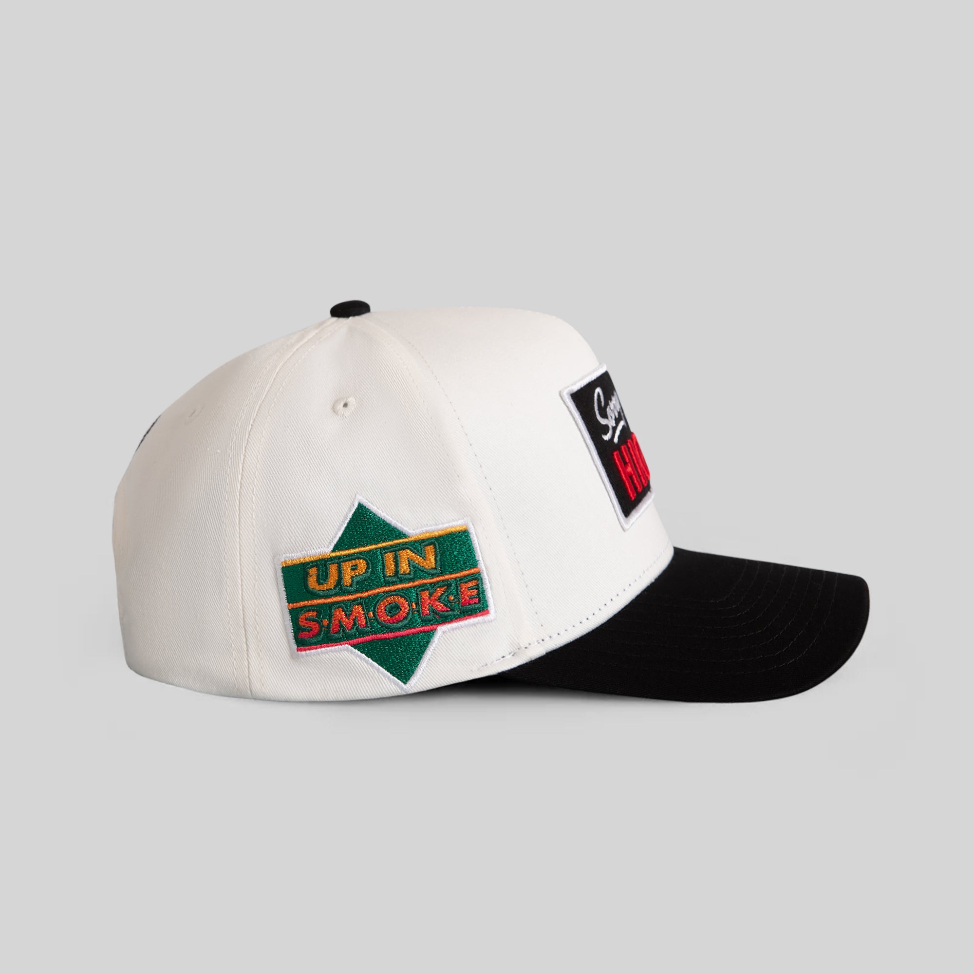 SORRY I'M HIGH EGGSHELL BLACK TWILL TRUCKER