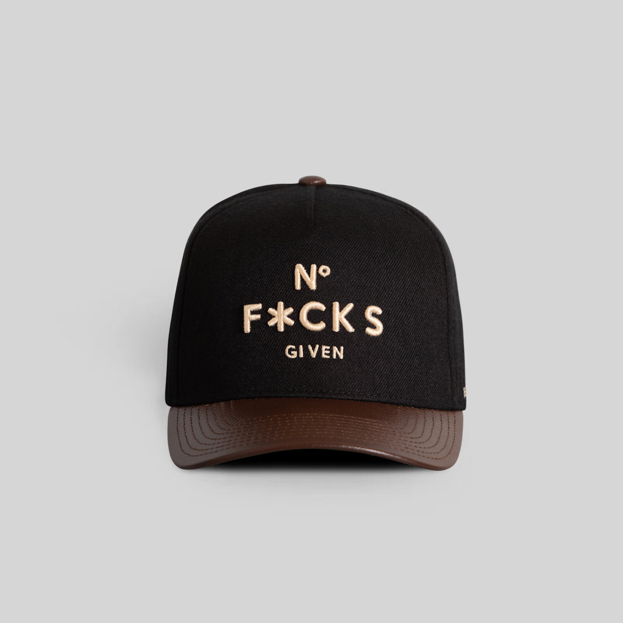 NO F*CKS GIVEN BLACK MOCHA WOOL LEATHER TRUCKER