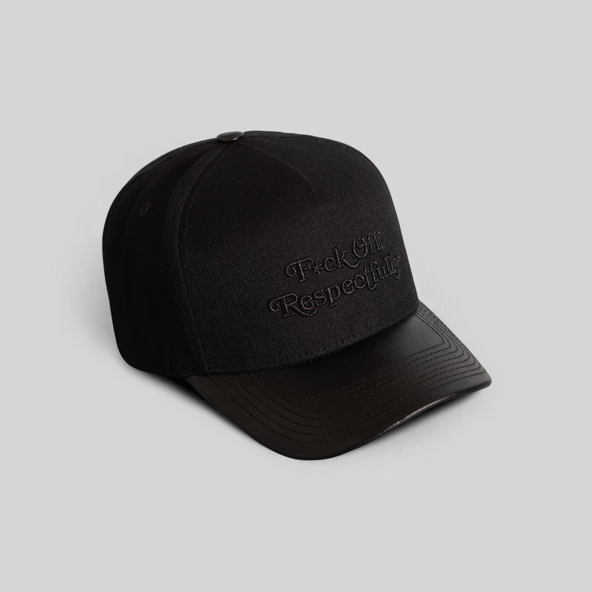 RESPECTFULLY BLACKOUT WOOL LEATHER TRUCKER