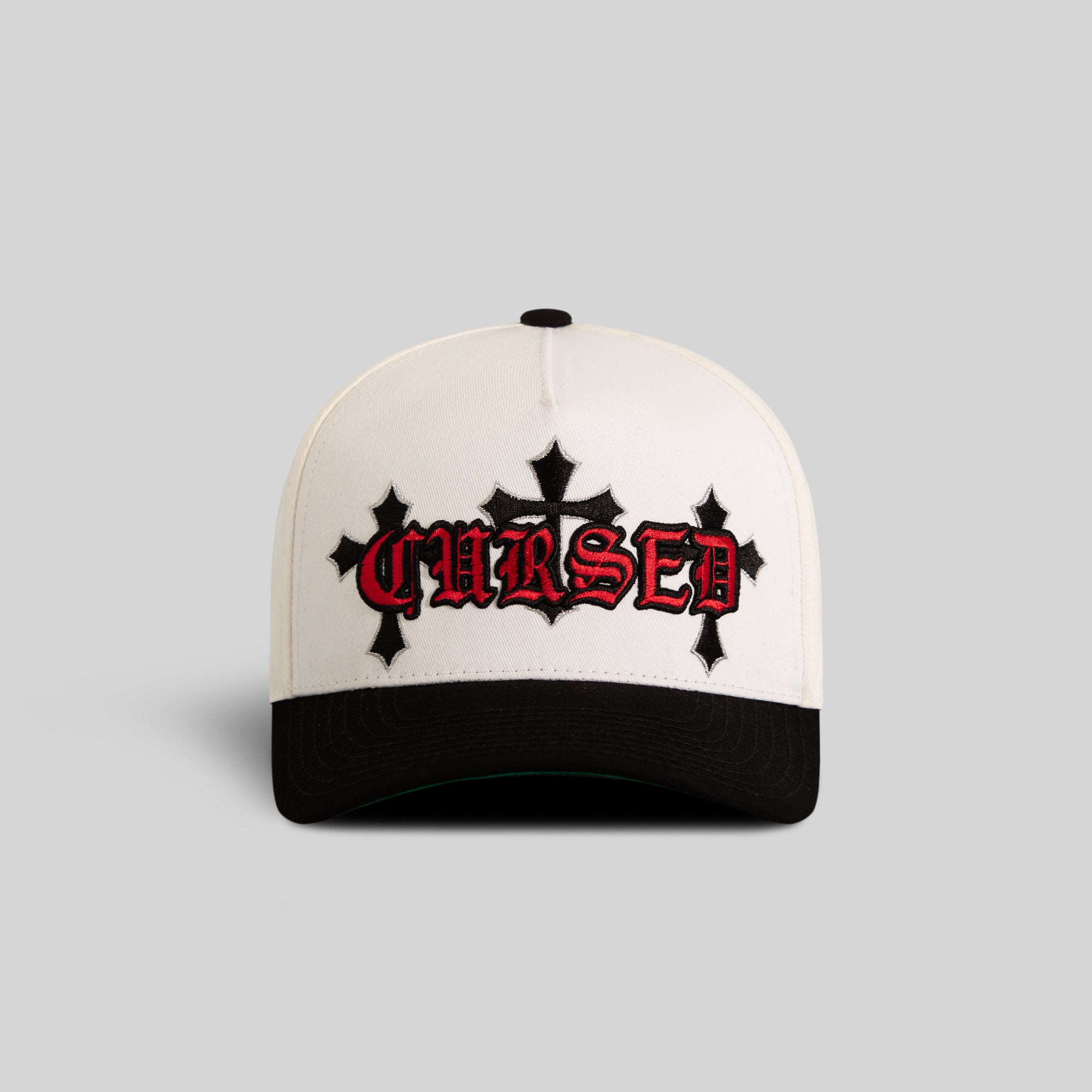 CURSED OFF WHITE BLACK TWILL TRUCKER