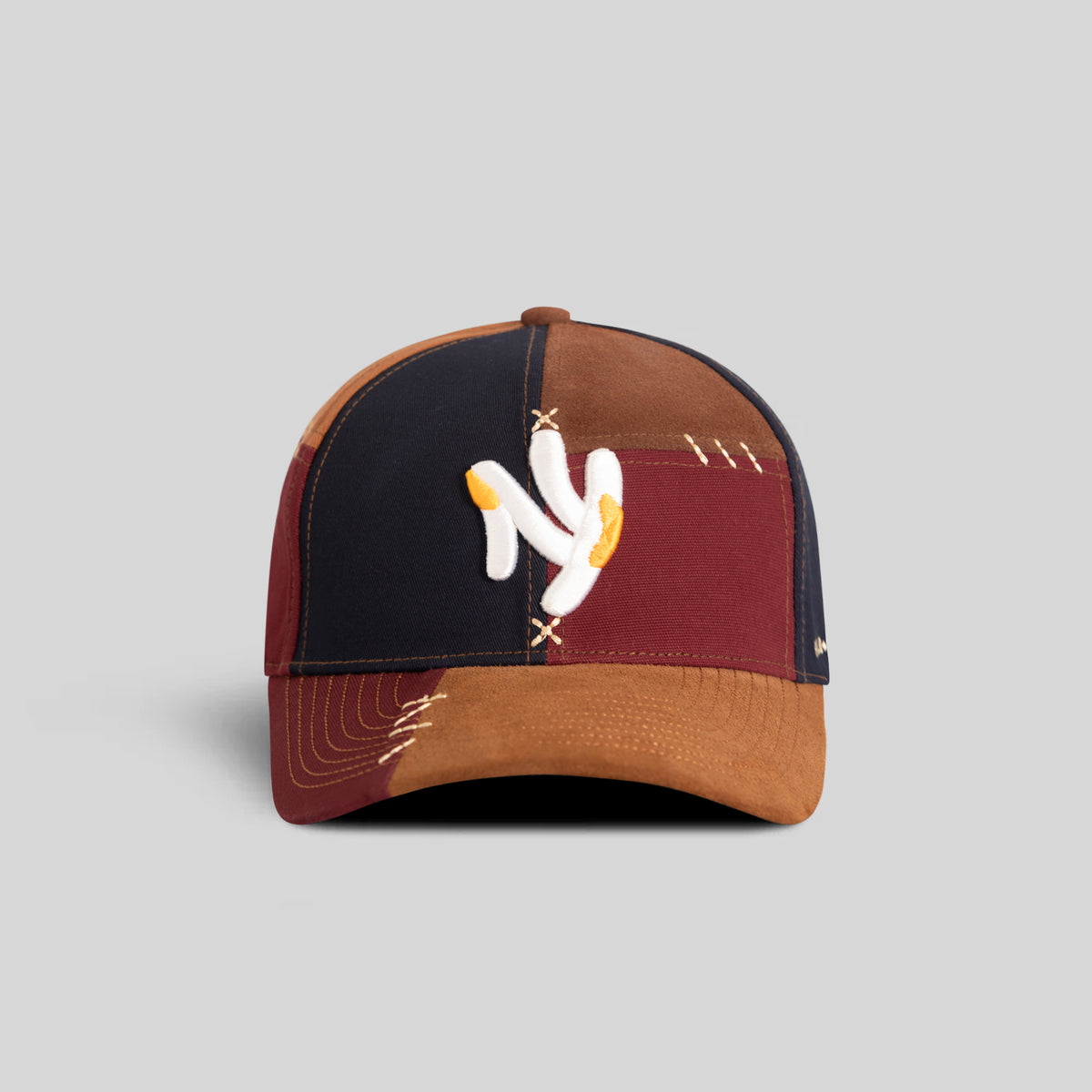 FIELD GRADE X KURVE STUDIO NY IS HEALING VOODOO BORDEAUX NAVY TWILL SUEDE CANVAS TRUCKER