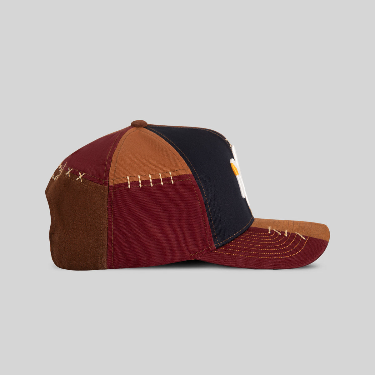 FIELD GRADE X KURVE STUDIO NY IS HEALING VOODOO BORDEAUX NAVY TWILL SUEDE CANVAS TRUCKER
