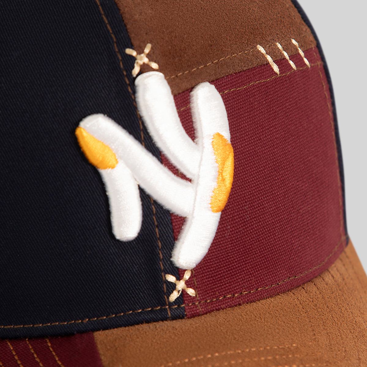 FIELD GRADE X KURVE STUDIO NY IS HEALING VOODOO BORDEAUX NAVY TWILL SUEDE CANVAS TRUCKER