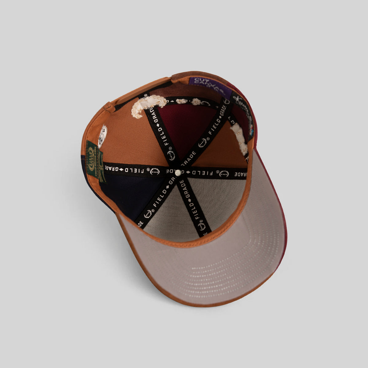 FIELD GRADE X KURVE STUDIO NY IS HEALING VOODOO BORDEAUX NAVY TWILL SUEDE CANVAS TRUCKER
