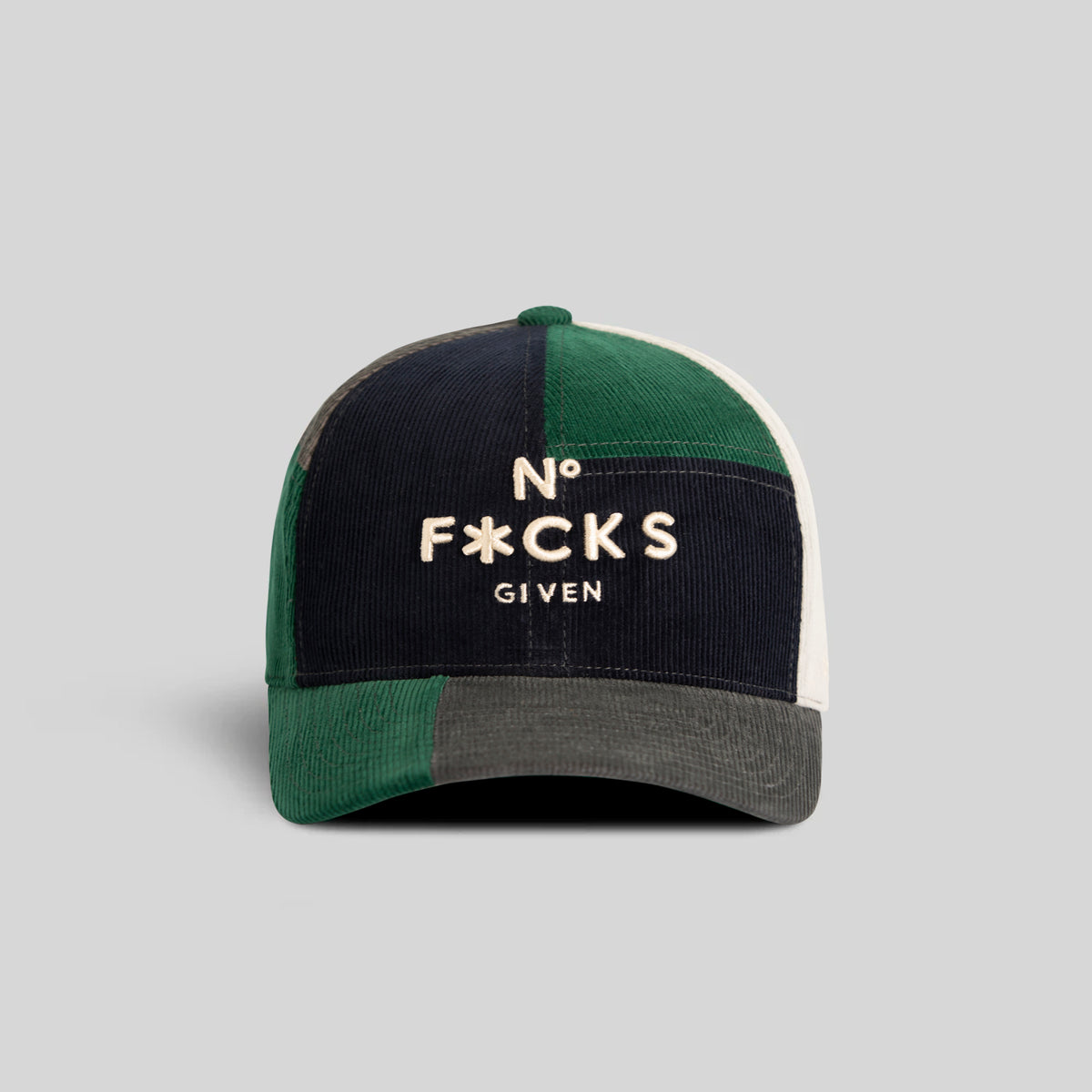 NO FUCKS GIVEN MULTI CORDUROY PATCHWORK TRUCKER