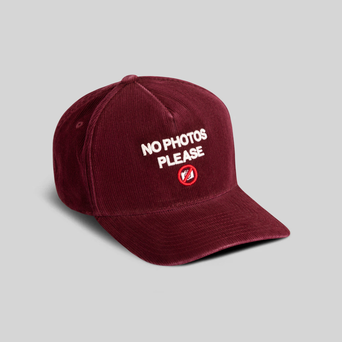 NO PHOTOS PLEASE WASHED CORDUROY BORDEAUX TRUCKER