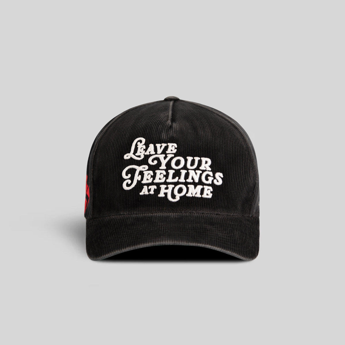 LEAVE YOUR FEELINGS WASHED CORDUROY BLACK TRUCKER