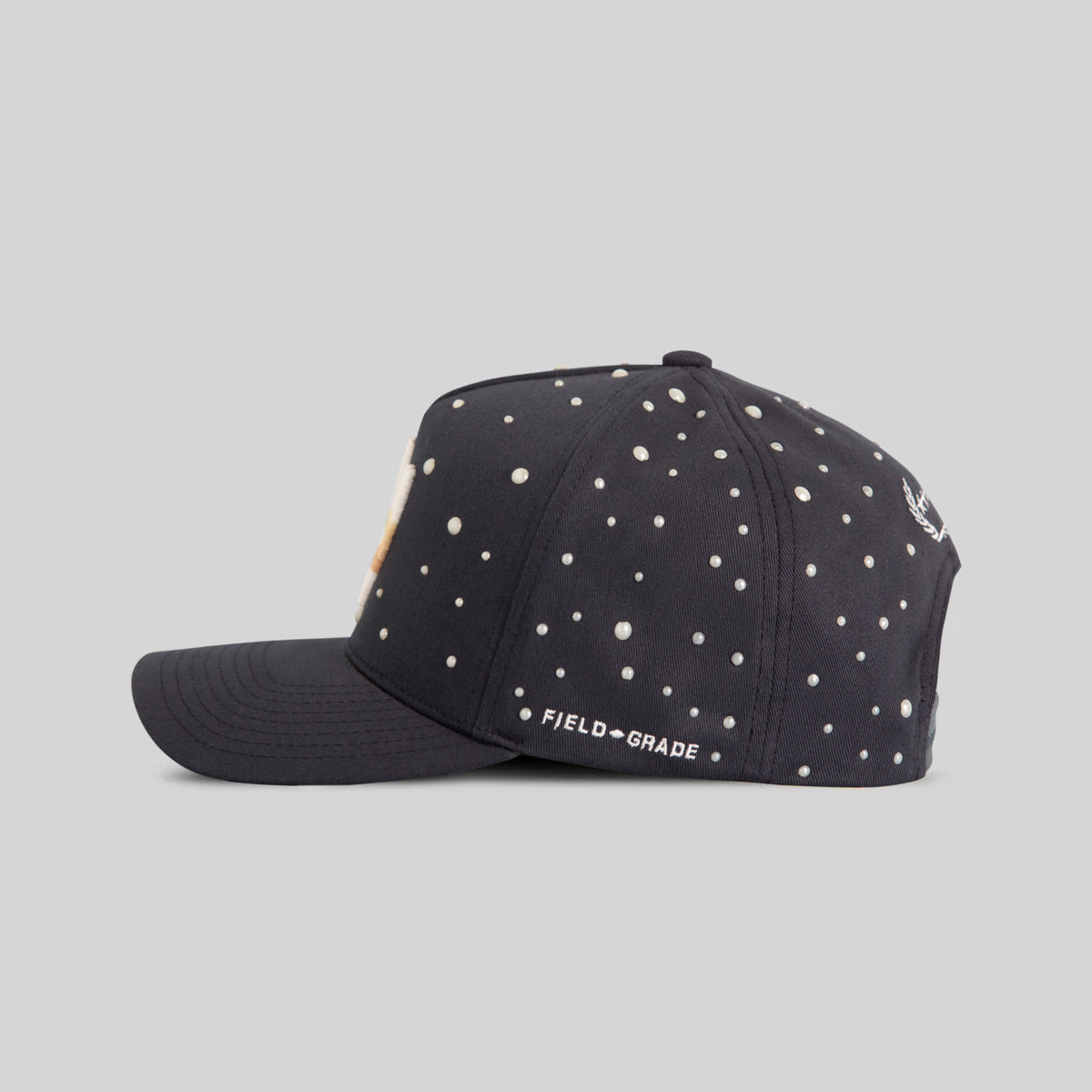 FIELD GRADE X KURVE STUDIO NY IS HEALING PEARL FRENCH NAVY TWILL TRUCKER