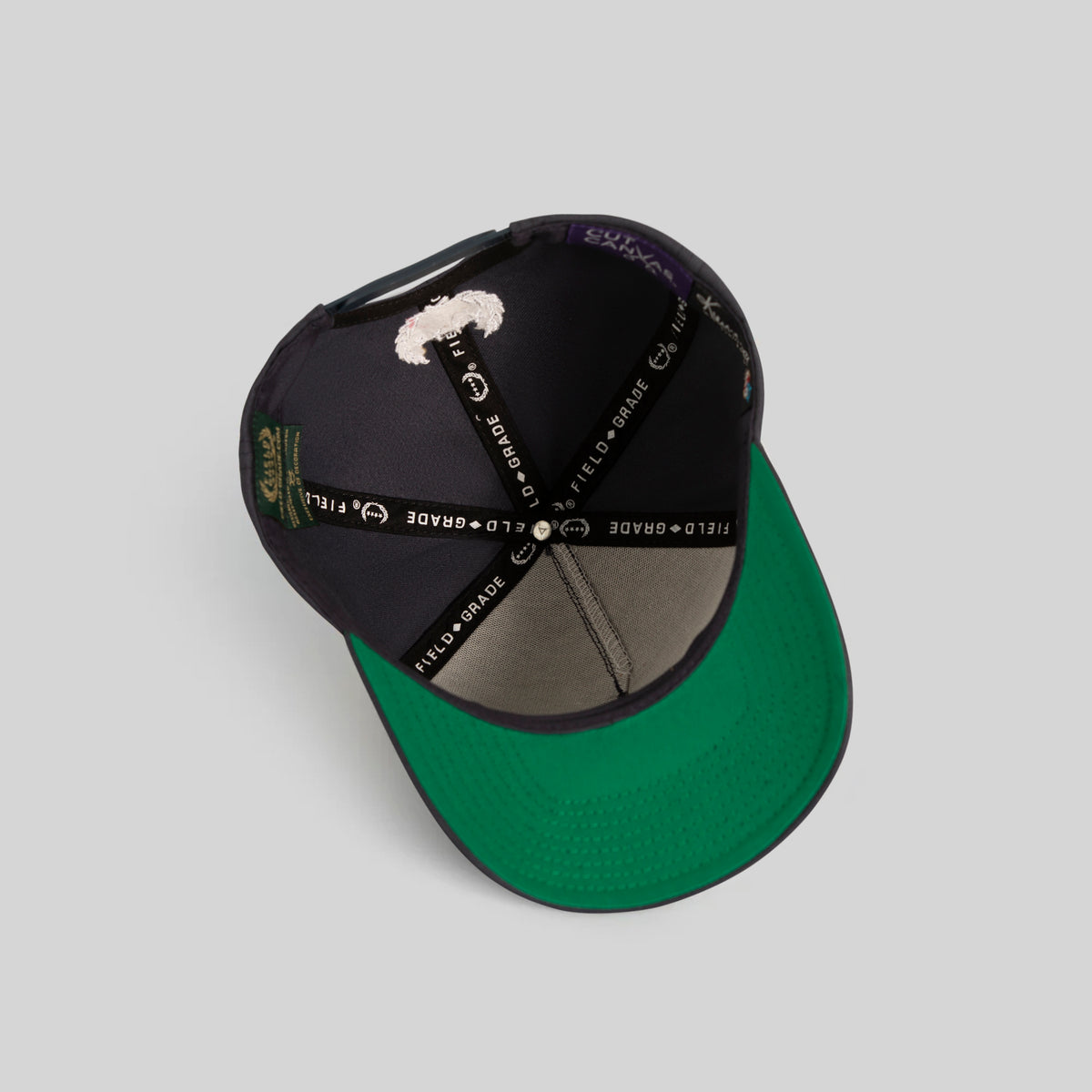 FIELD GRADE X KURVE STUDIO NY IS HEALING PEARL FRENCH NAVY TWILL TRUCKER