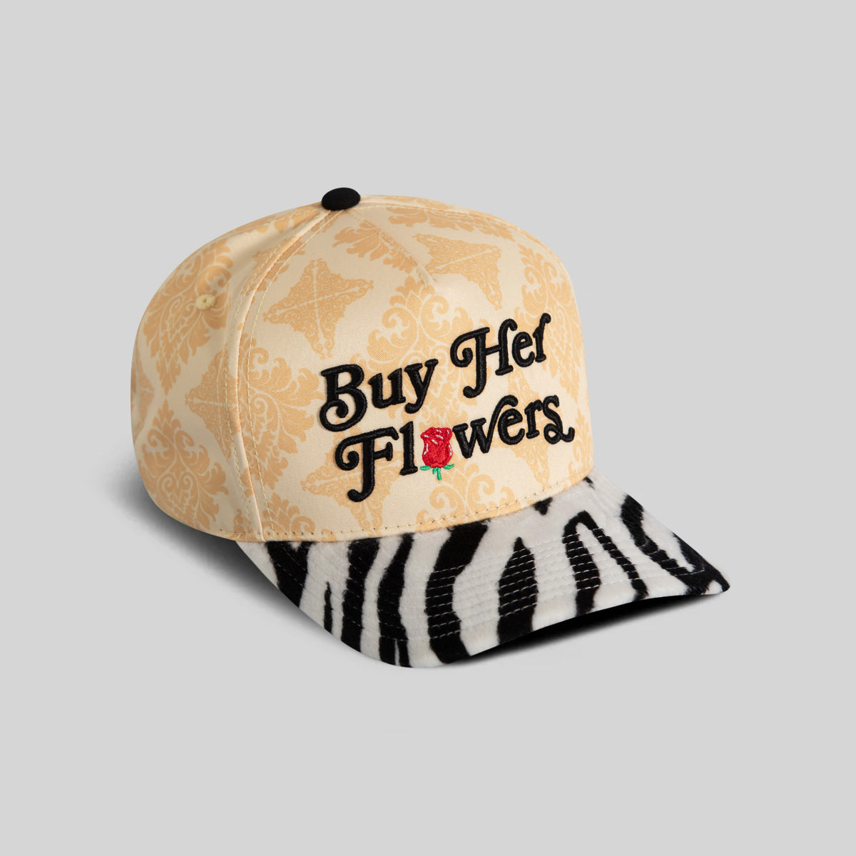 BUY HER FLOWERS JACQUARD FAUX ZEBRA TWILL TRUCKER
