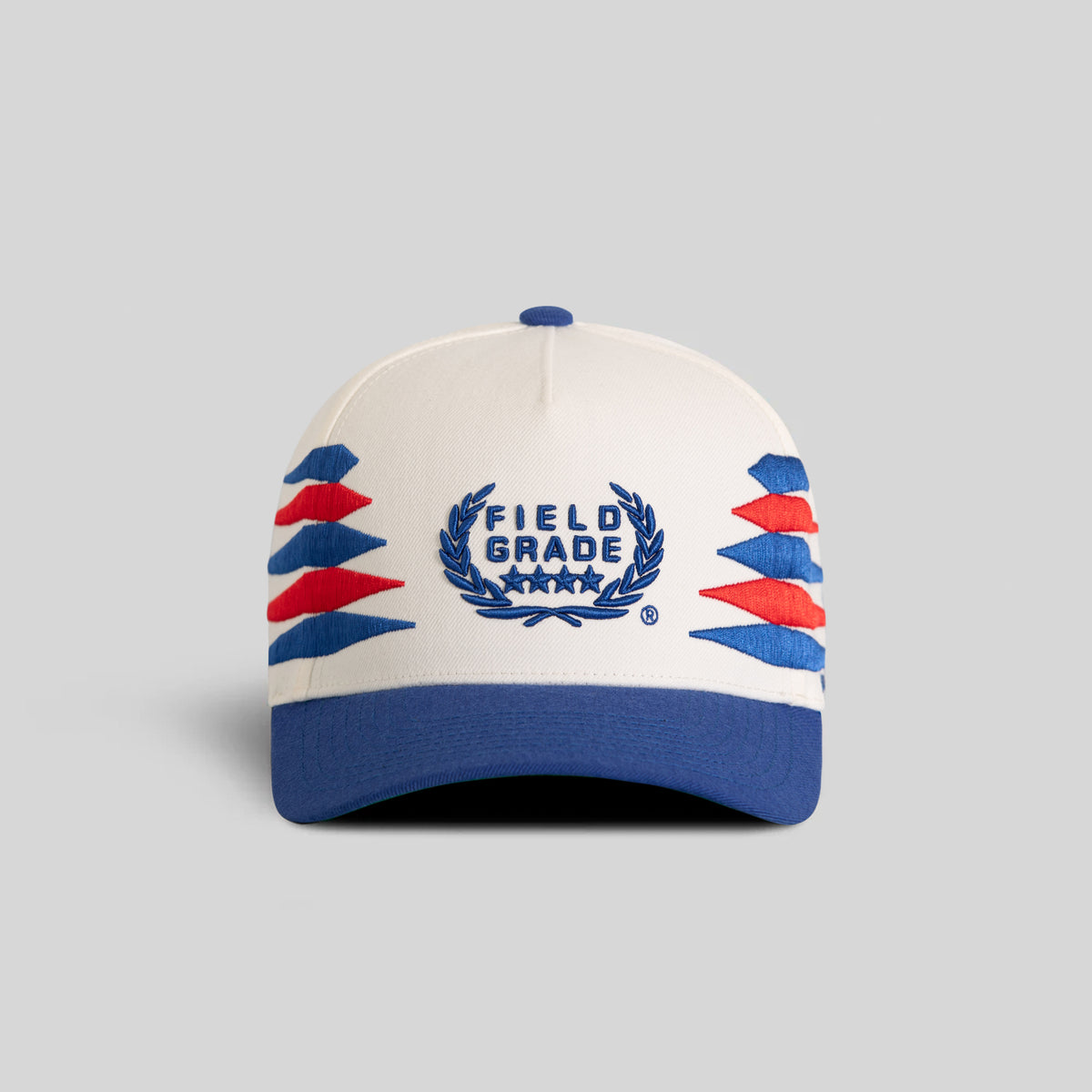 FIELD GRADE DIAMOND STACK OFF WHITE/GAME ROYAL WOOL TRUCKER