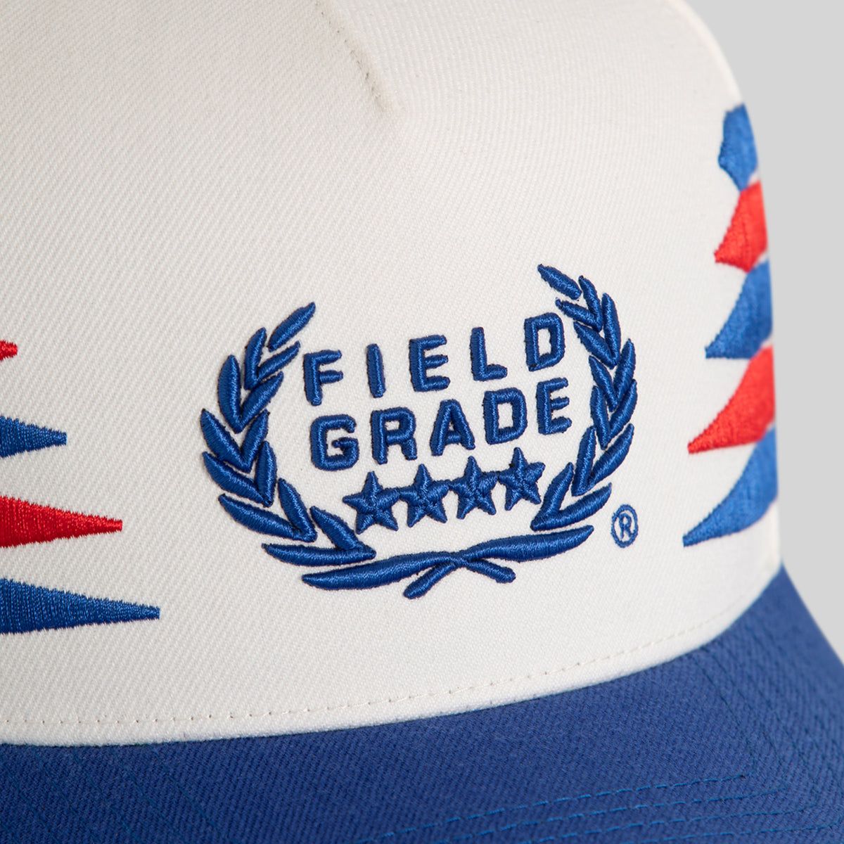 FIELD GRADE DIAMOND STACK OFF WHITE/GAME ROYAL WOOL TRUCKER