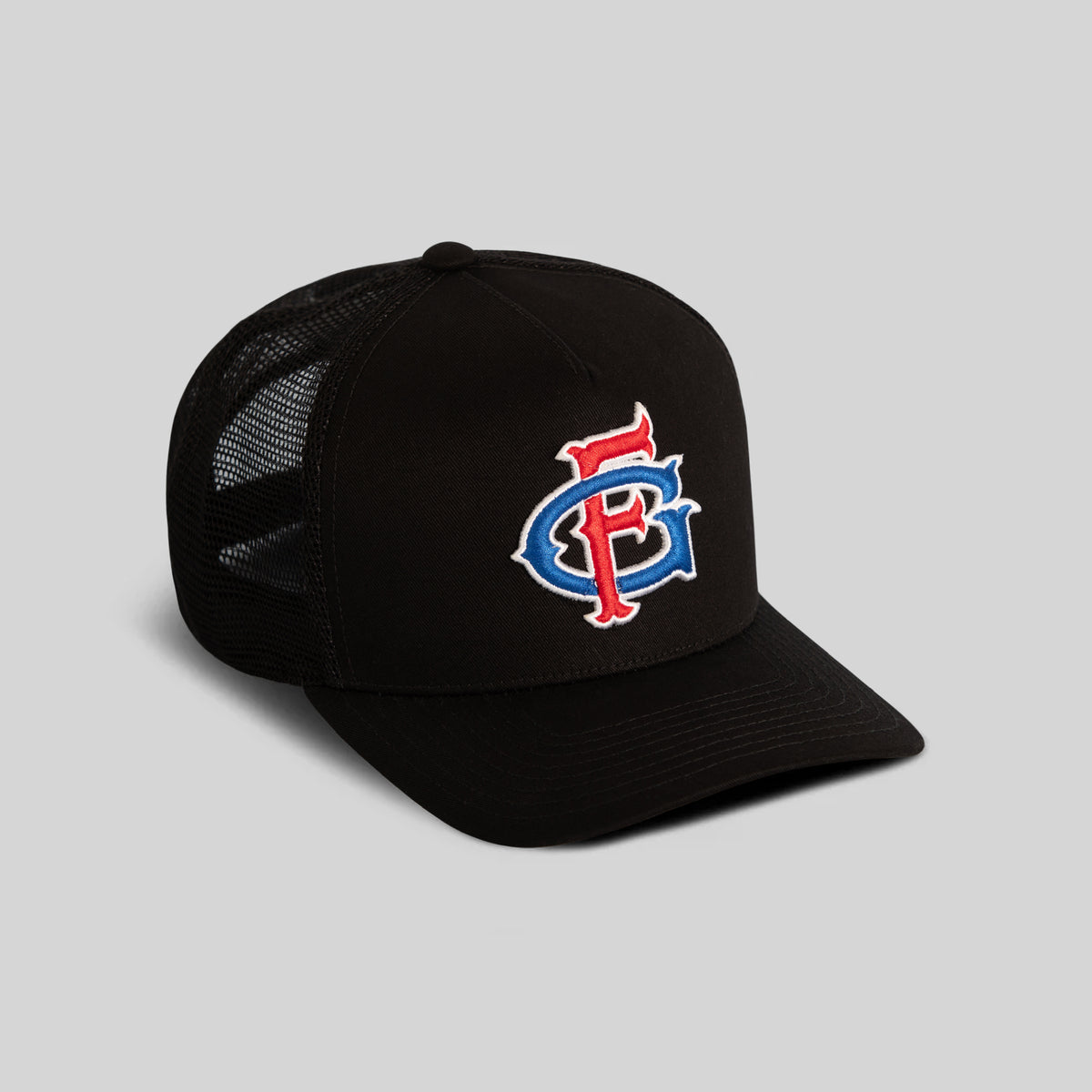FIELD GRADE SPORTS BLACK TWILL MESH TRUCKER